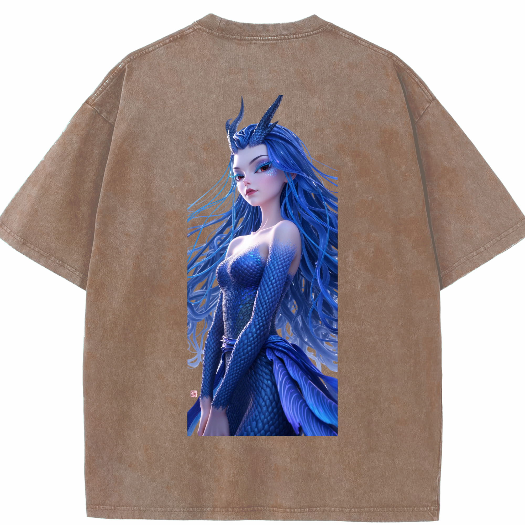 （画像用） Ne Zha 2 ナタ 魔童の大暴れ 綿100% ヴィンテージ風 半袖Tシャツ（背面プリント）