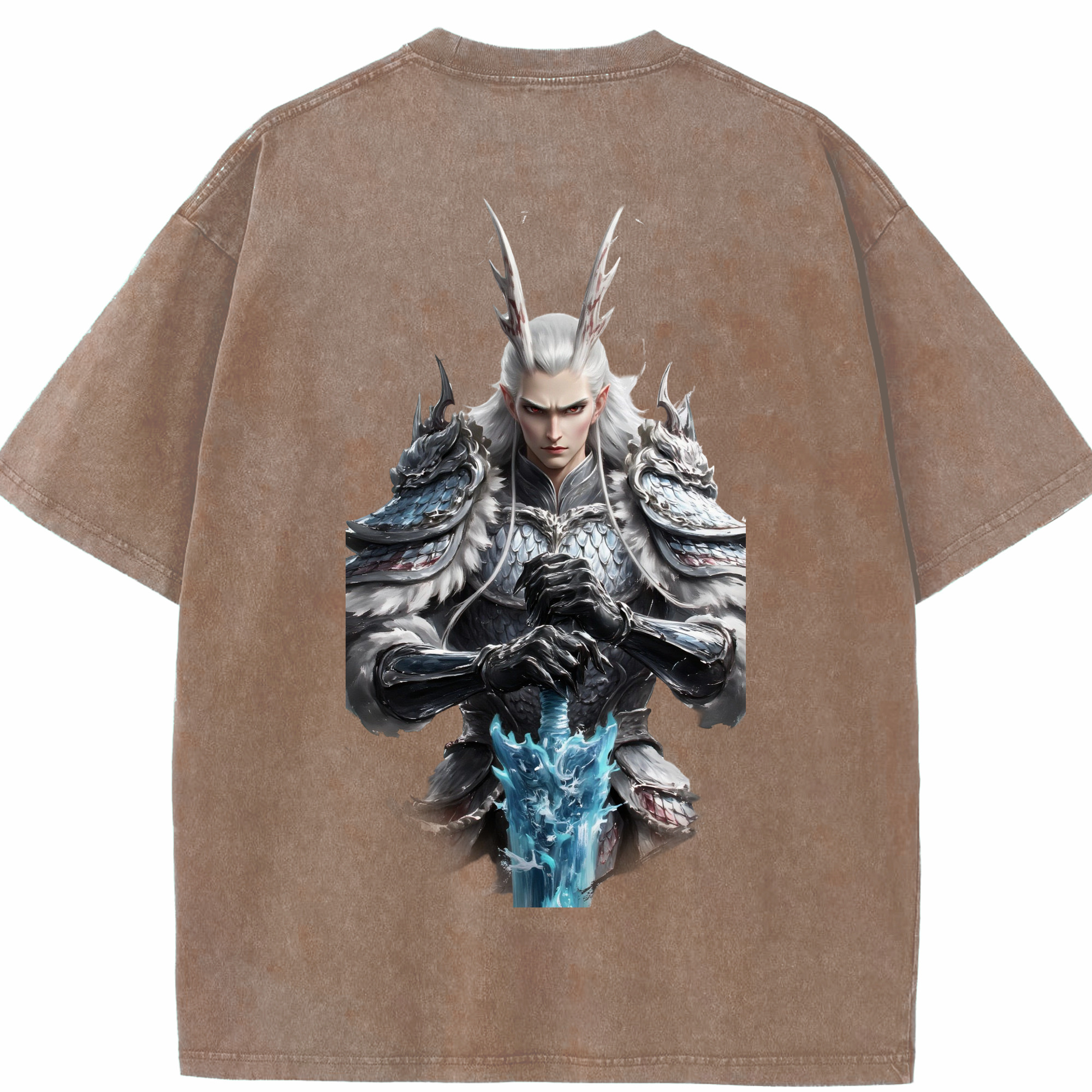 （画像用） Ne Zha 2 ナタ 魔童の大暴れ 綿100% ヴィンテージ風 半袖Tシャツ（背面プリント）