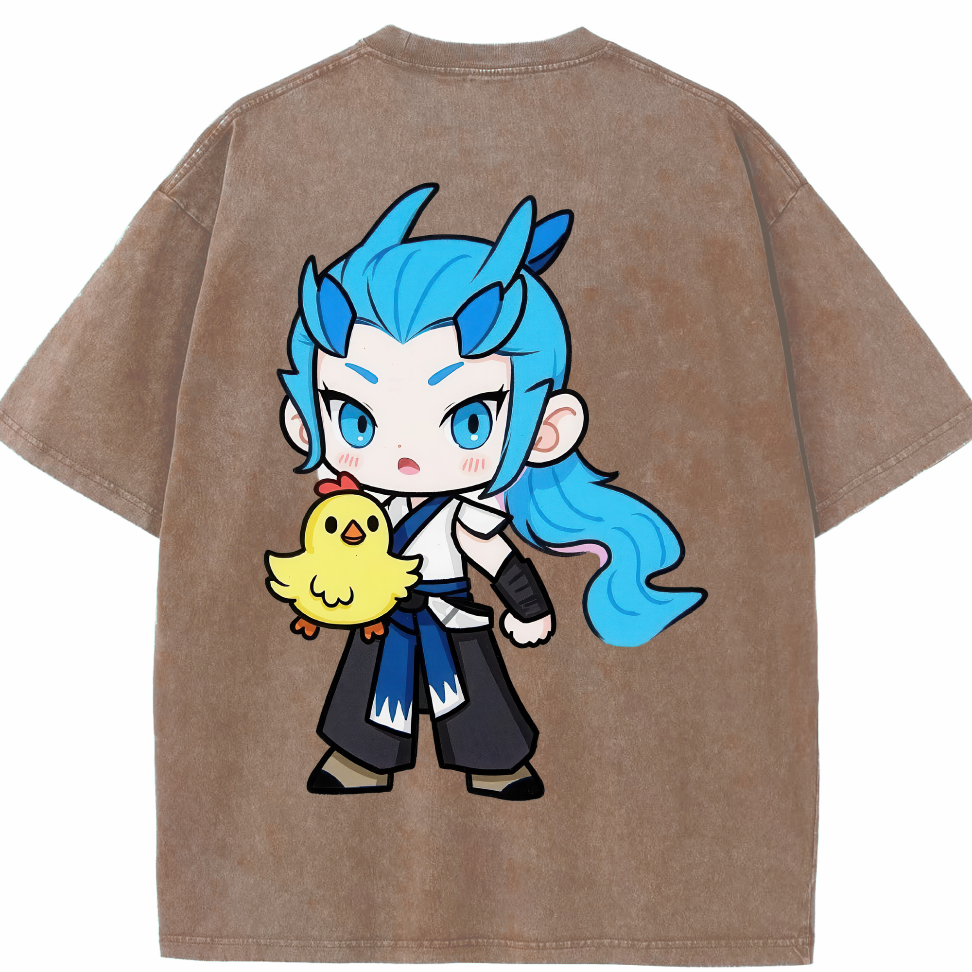 （画像用） Ne Zha 2 ナタ 魔童の大暴れ 綿100% ヴィンテージ風 半袖Tシャツ（背面プリント）