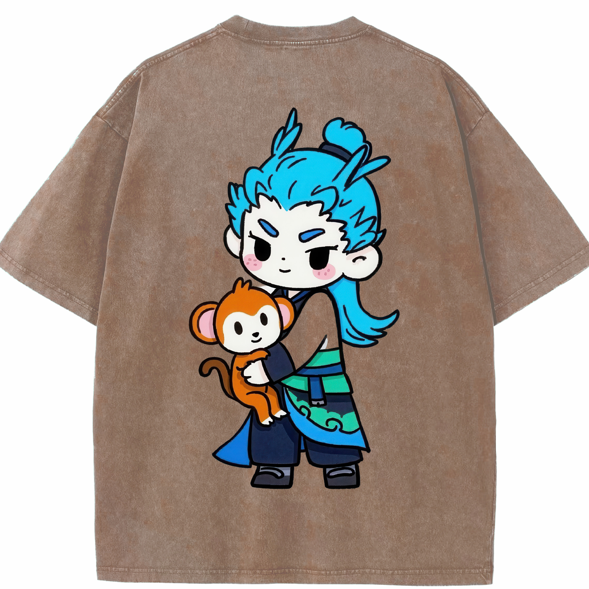 （画像用） Ne Zha 2 ナタ 魔童の大暴れ 綿100% ヴィンテージ風 半袖Tシャツ（背面プリント）
