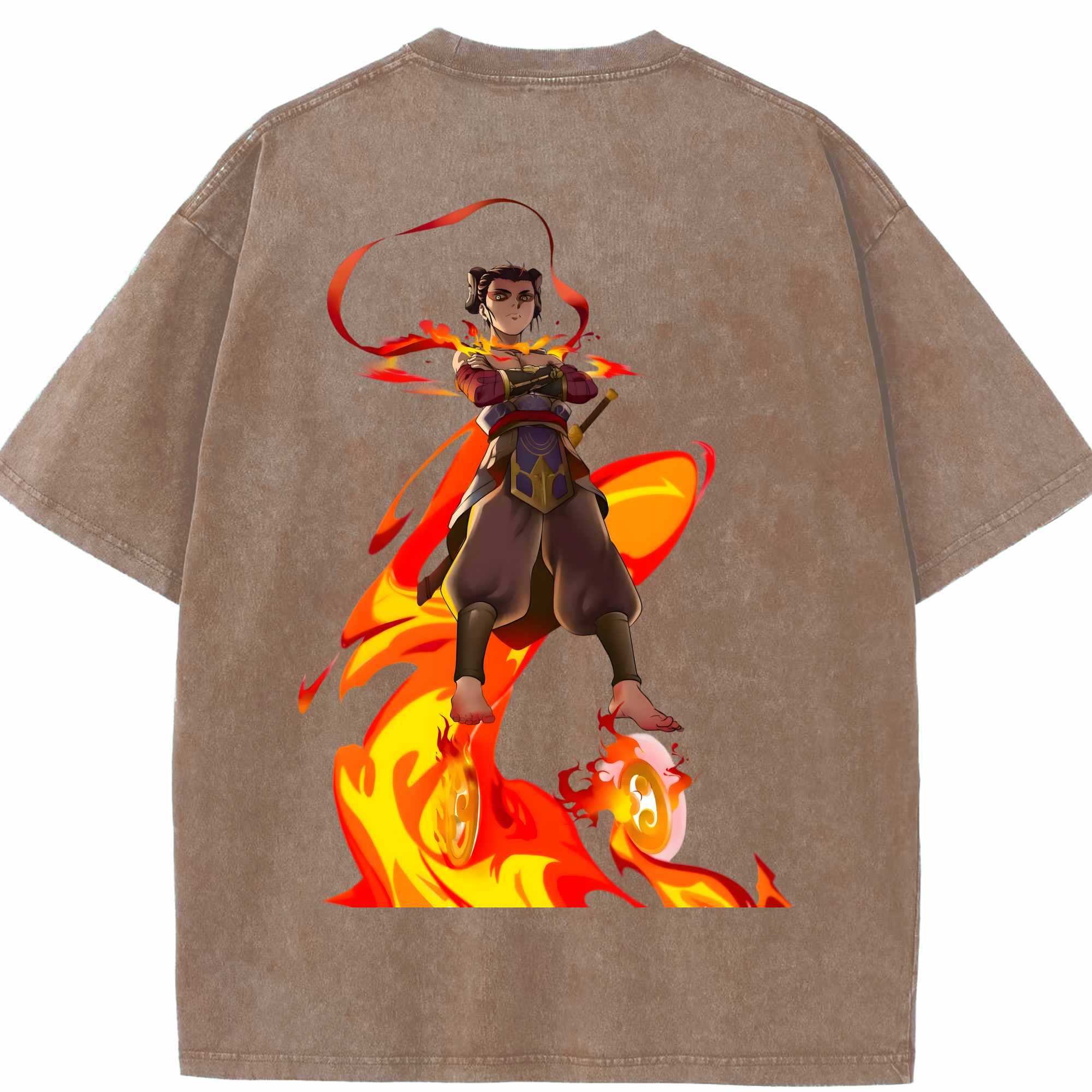 （画像用） Ne Zha 2 ナタ 魔童の大暴れ 綿100% ヴィンテージ風 半袖Tシャツ（背面プリント）