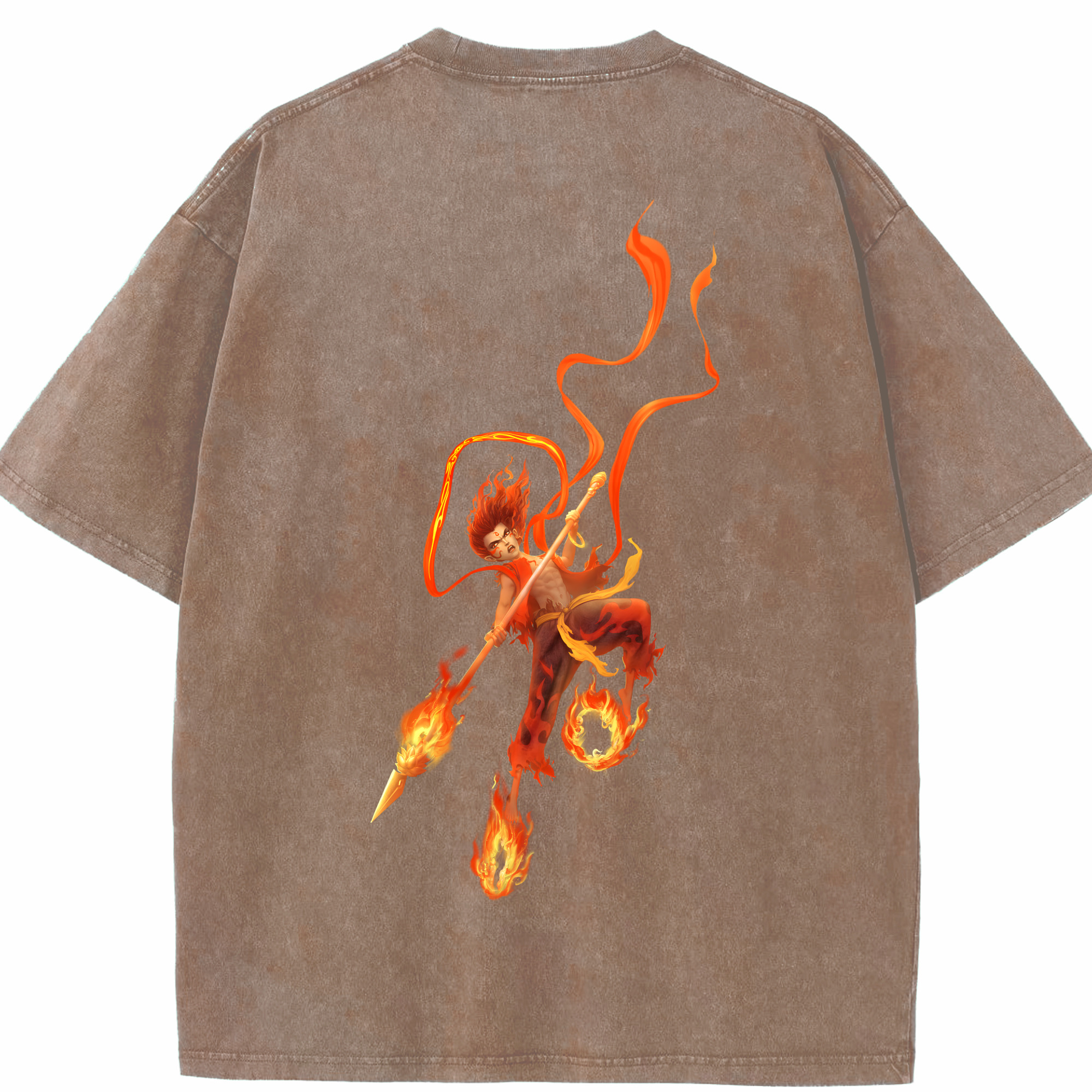 （画像用） Ne Zha 2 ナタ 魔童の大暴れ 綿100% ヴィンテージ風 半袖Tシャツ（背面プリント）