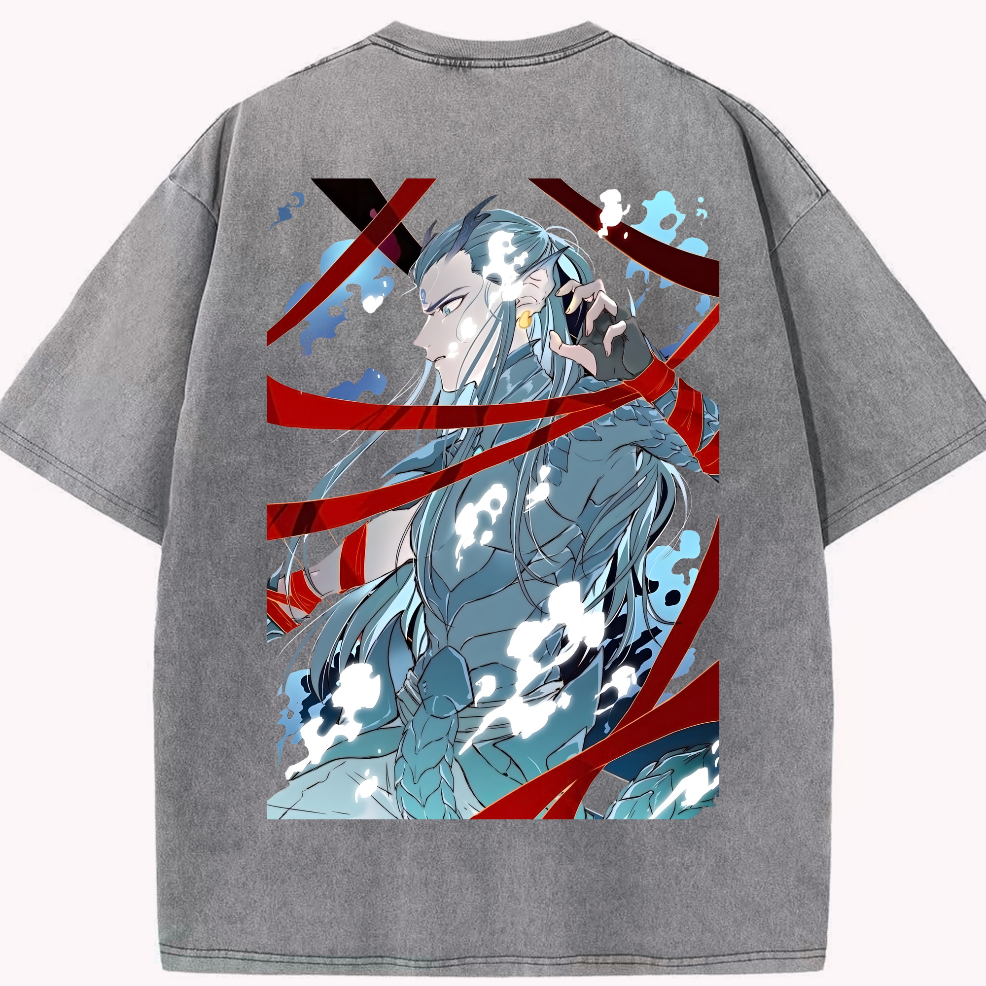 （画像用） Ne Zha 2 ナタ 魔童の大暴れ 綿100% ヴィンテージ風 半袖Tシャツ（背面プリント）