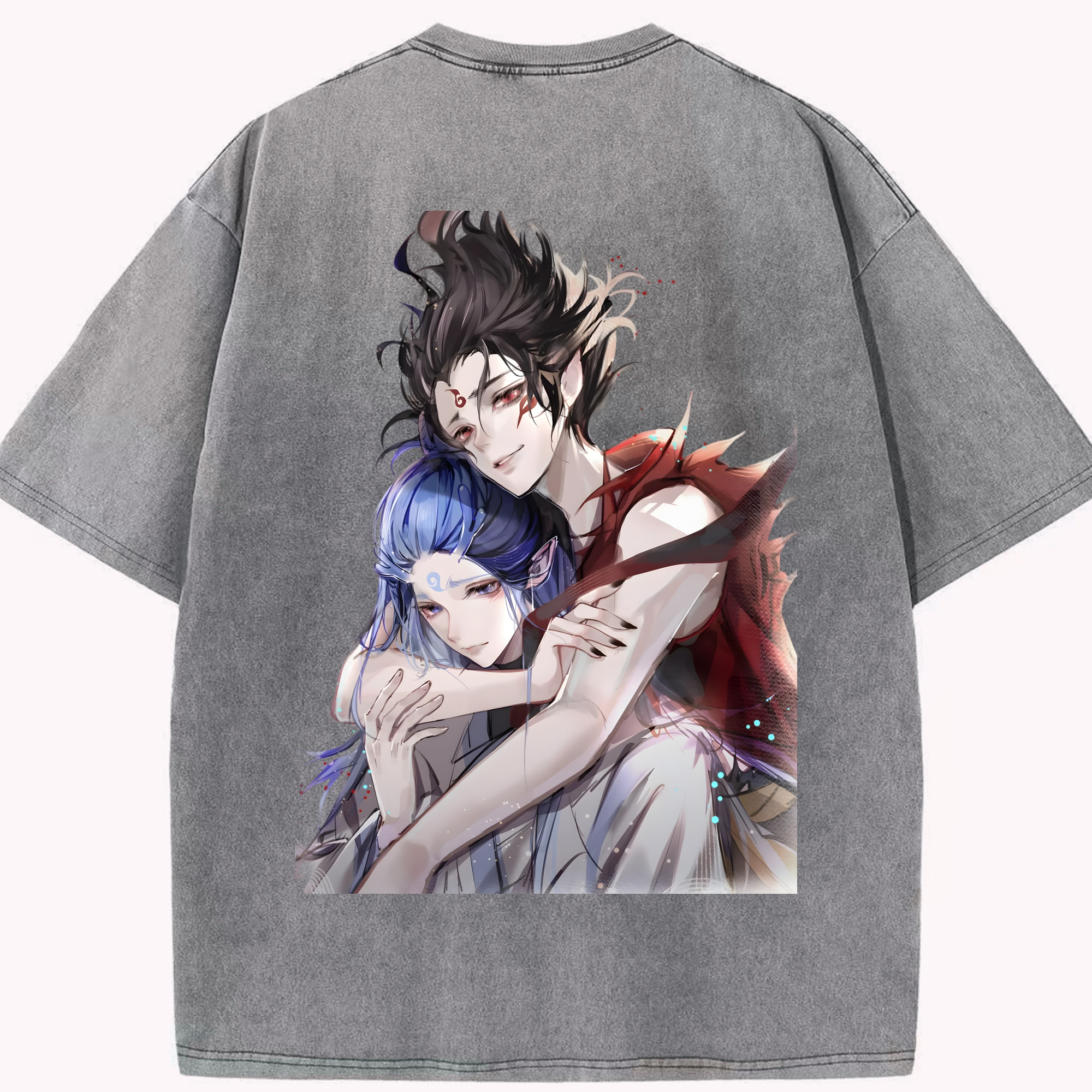 （画像用） Ne Zha 2 ナタ 魔童の大暴れ 綿100% ヴィンテージ風 半袖Tシャツ（背面プリント）