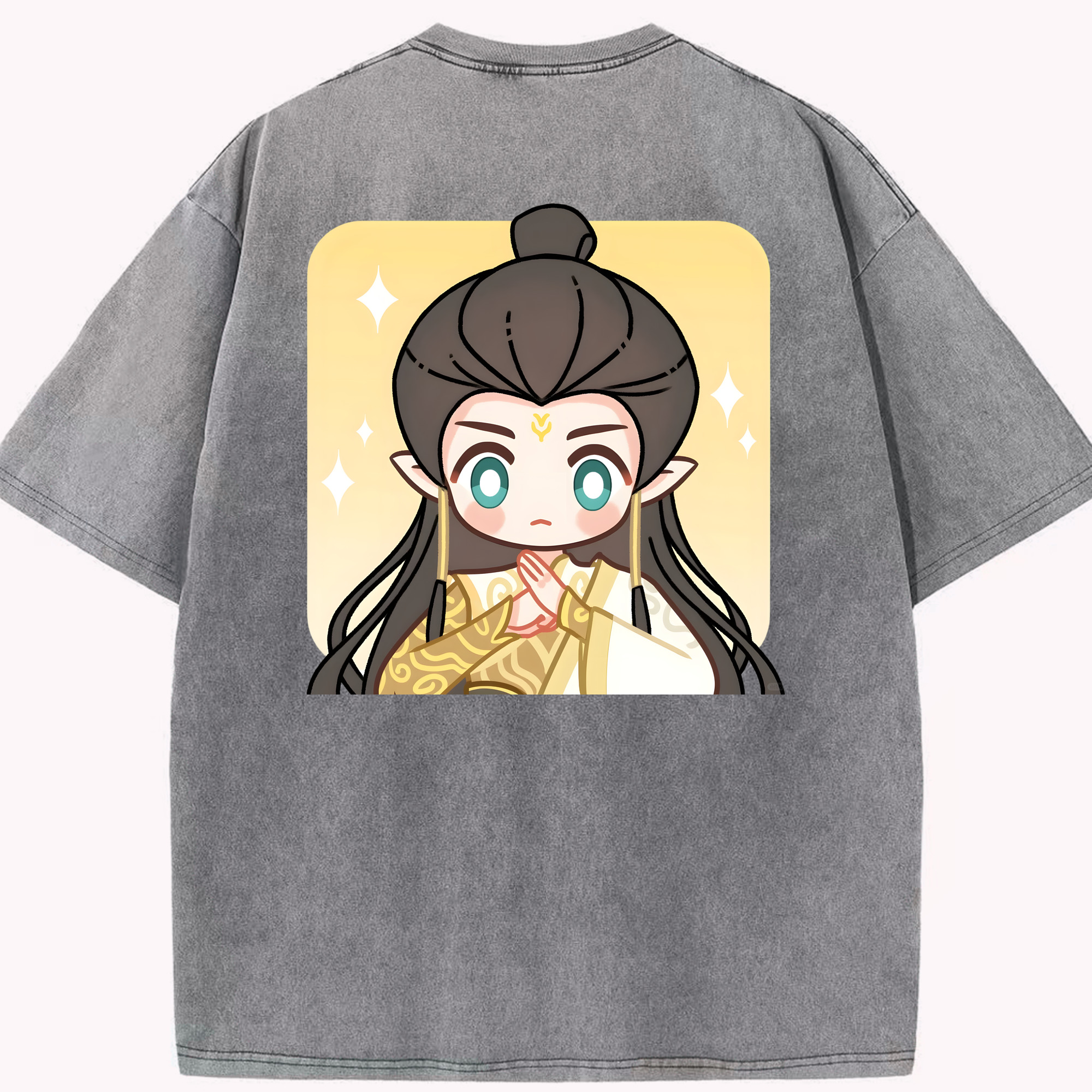 （画像用） Ne Zha 2 ナタ 魔童の大暴れ 綿100% ヴィンテージ風 半袖Tシャツ（背面プリント）