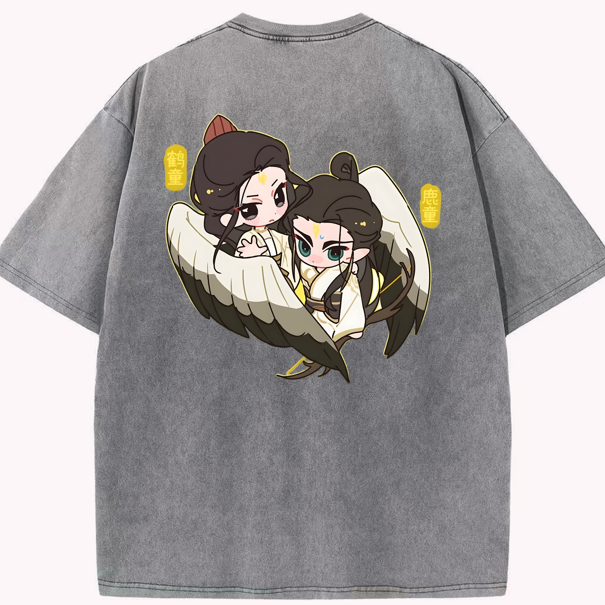 （画像用） Ne Zha 2 ナタ 魔童の大暴れ 綿100% ヴィンテージ風 半袖Tシャツ（背面プリント）