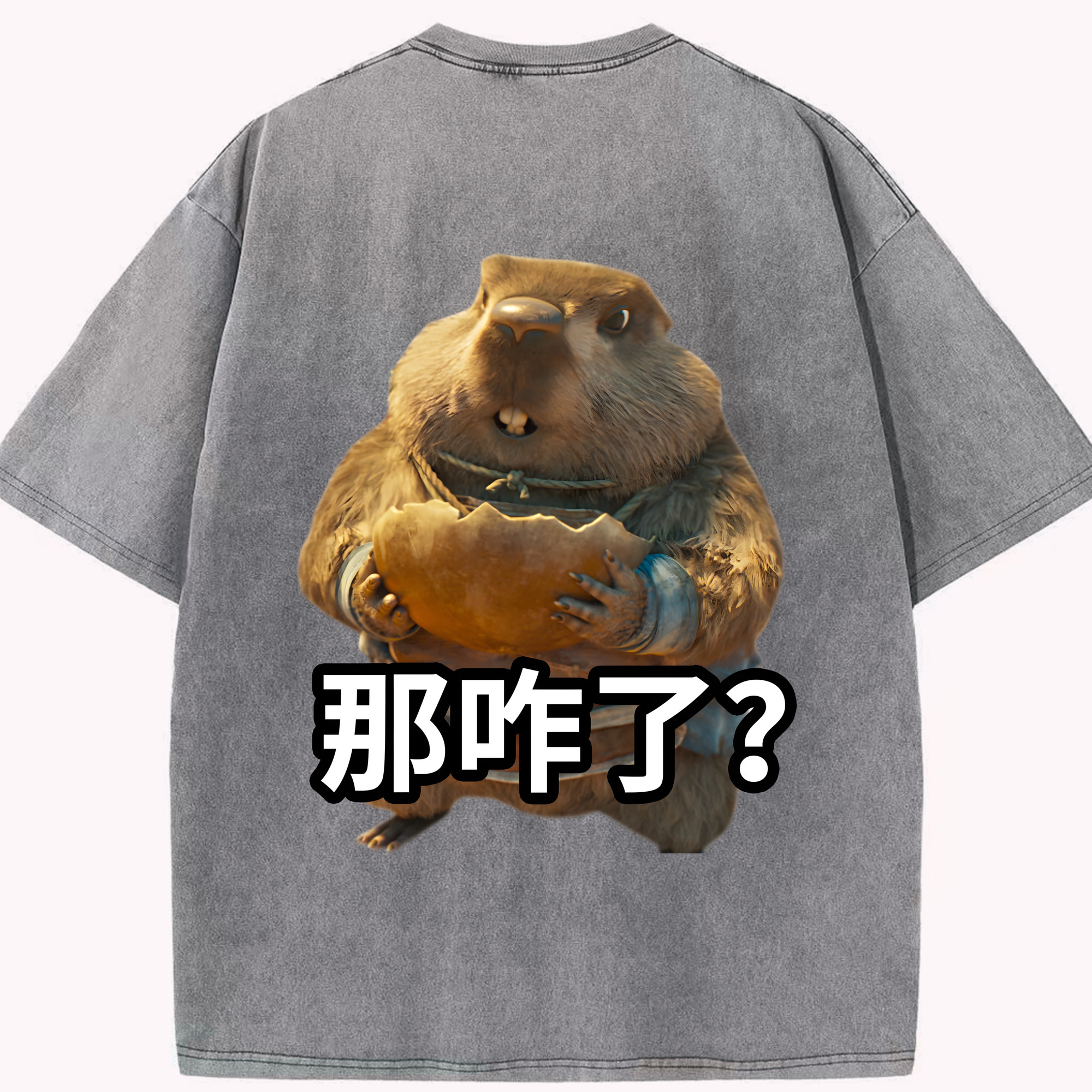 （画像用） Ne Zha 2 ナタ 魔童の大暴れ 綿100% ヴィンテージ風 半袖Tシャツ（背面プリント）