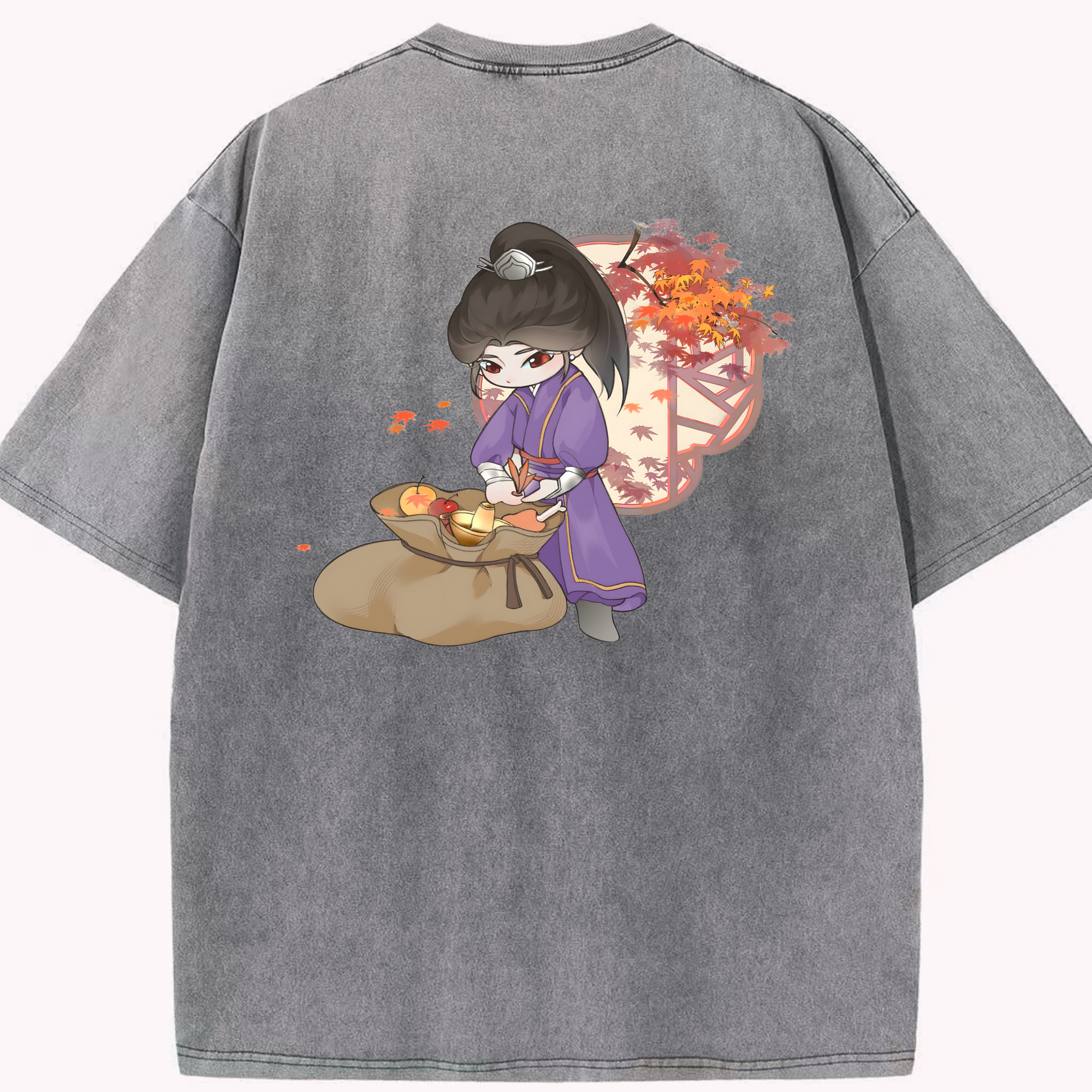 （画像用） Ne Zha 2 ナタ 魔童の大暴れ 綿100% ヴィンテージ風 半袖Tシャツ（背面プリント）