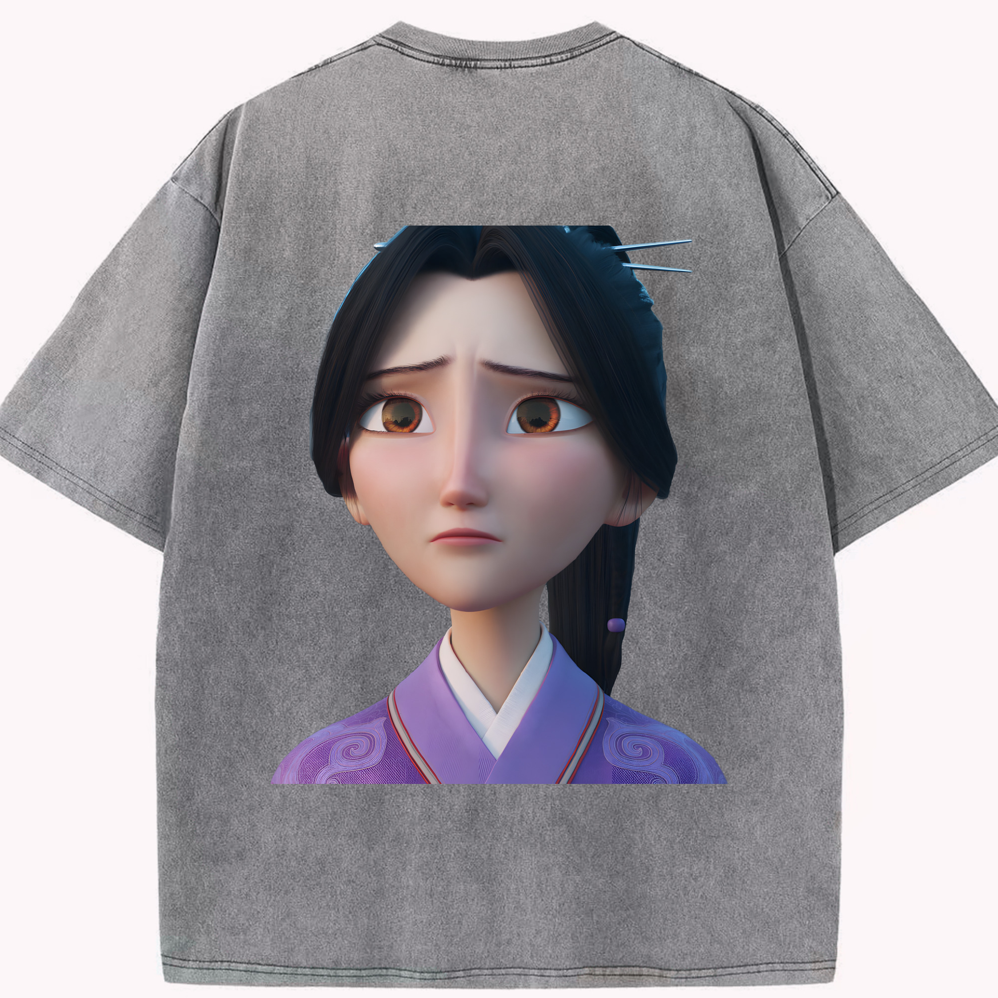 （画像用） Ne Zha 2 ナタ 魔童の大暴れ 綿100% ヴィンテージ風 半袖Tシャツ（背面プリント）