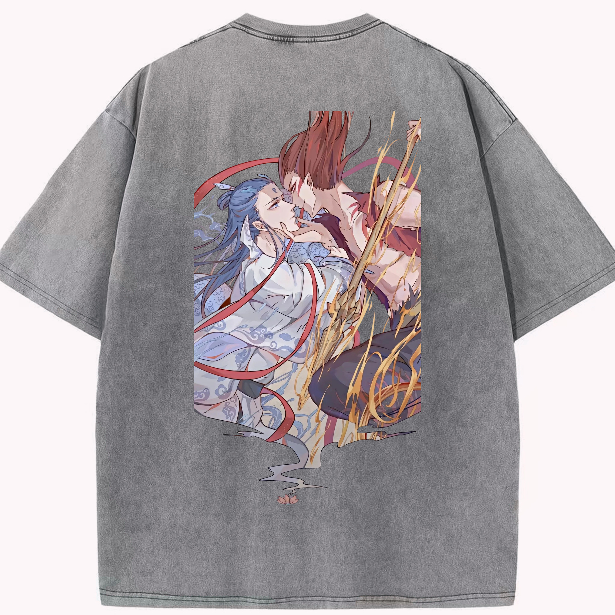 （画像用） Ne Zha 2 ナタ 魔童の大暴れ 綿100% ヴィンテージ風 半袖Tシャツ（背面プリント）