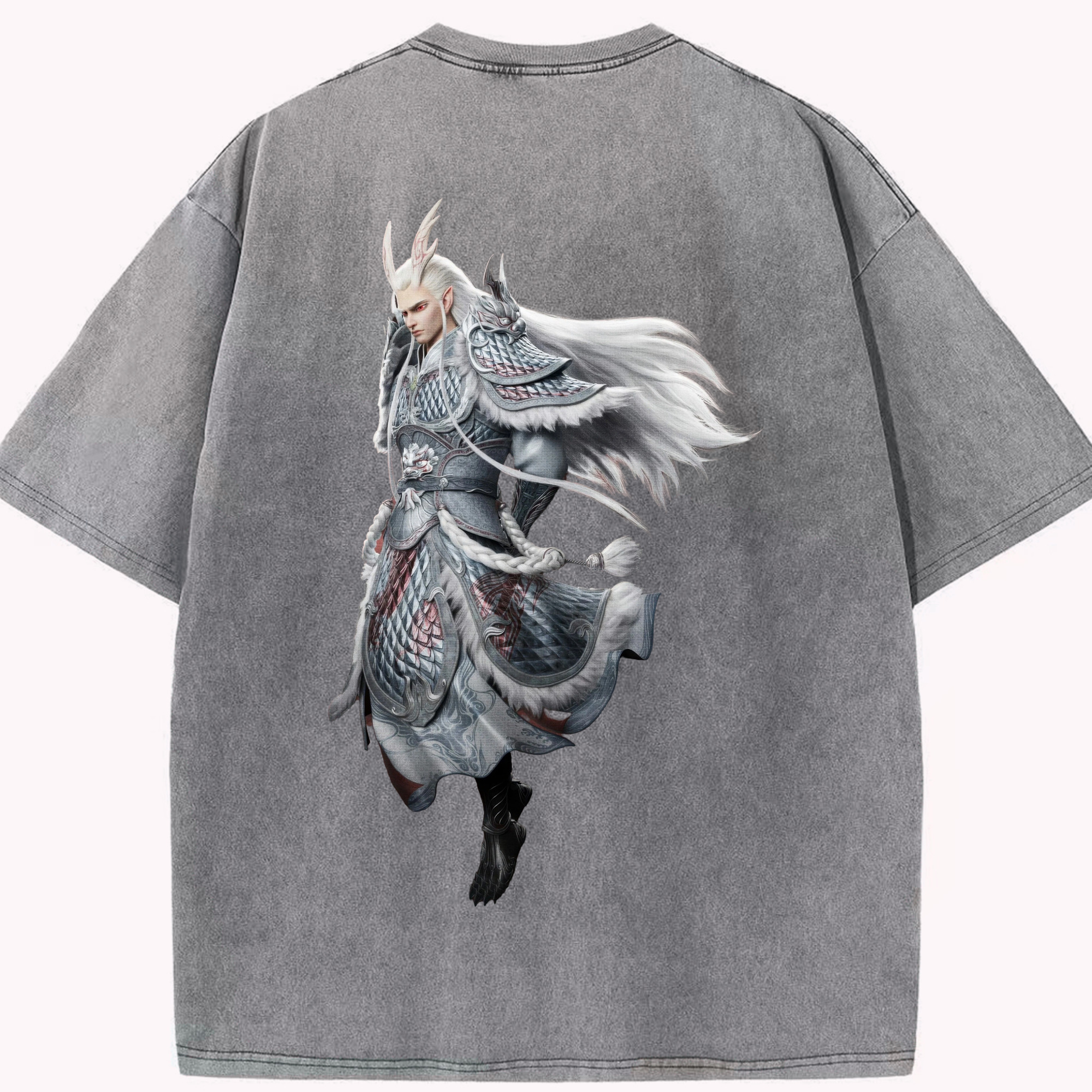 （画像用） Ne Zha 2 ナタ 魔童の大暴れ 綿100% ヴィンテージ風 半袖Tシャツ（背面プリント）