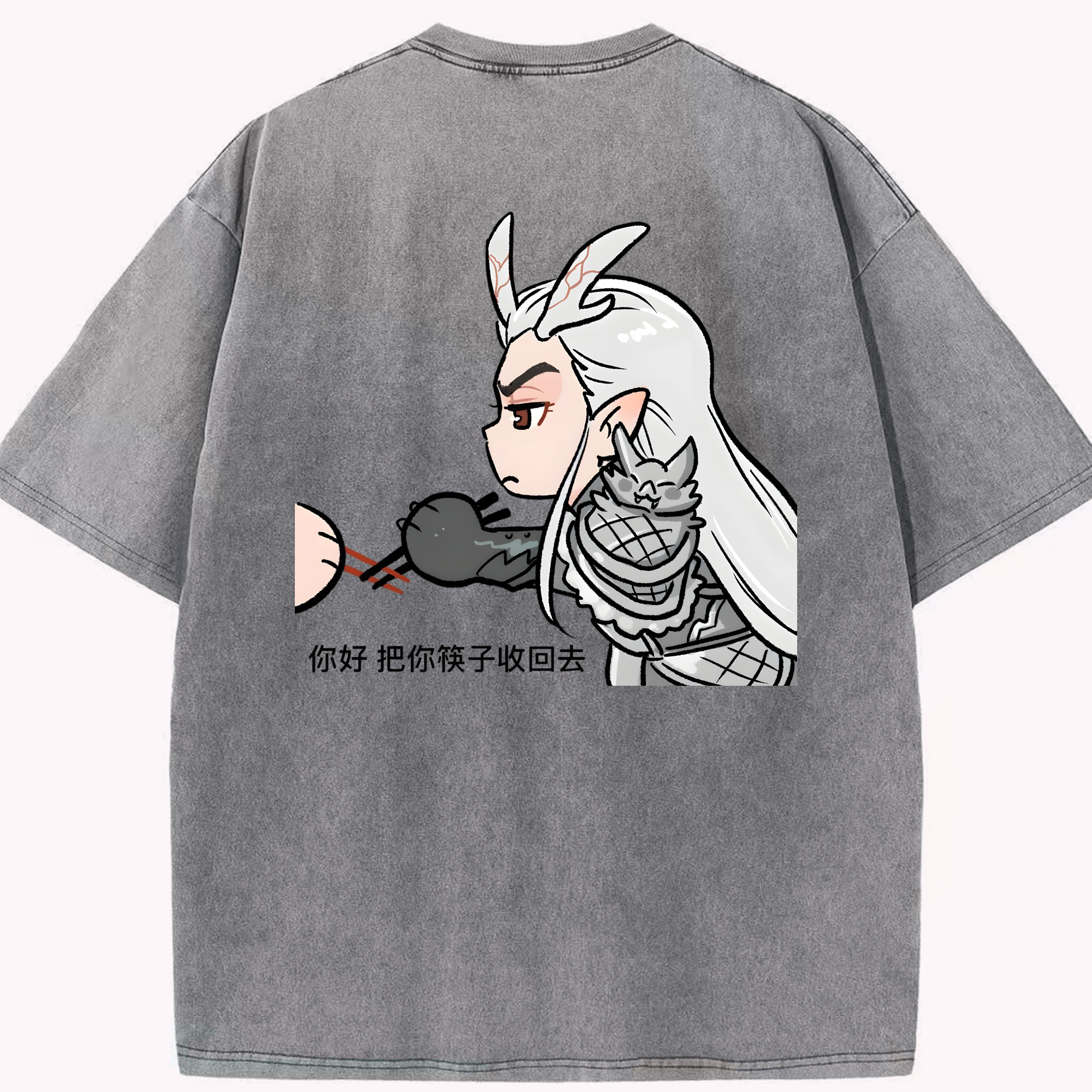 （画像用） Ne Zha 2 ナタ 魔童の大暴れ 綿100% ヴィンテージ風 半袖Tシャツ（背面プリント）