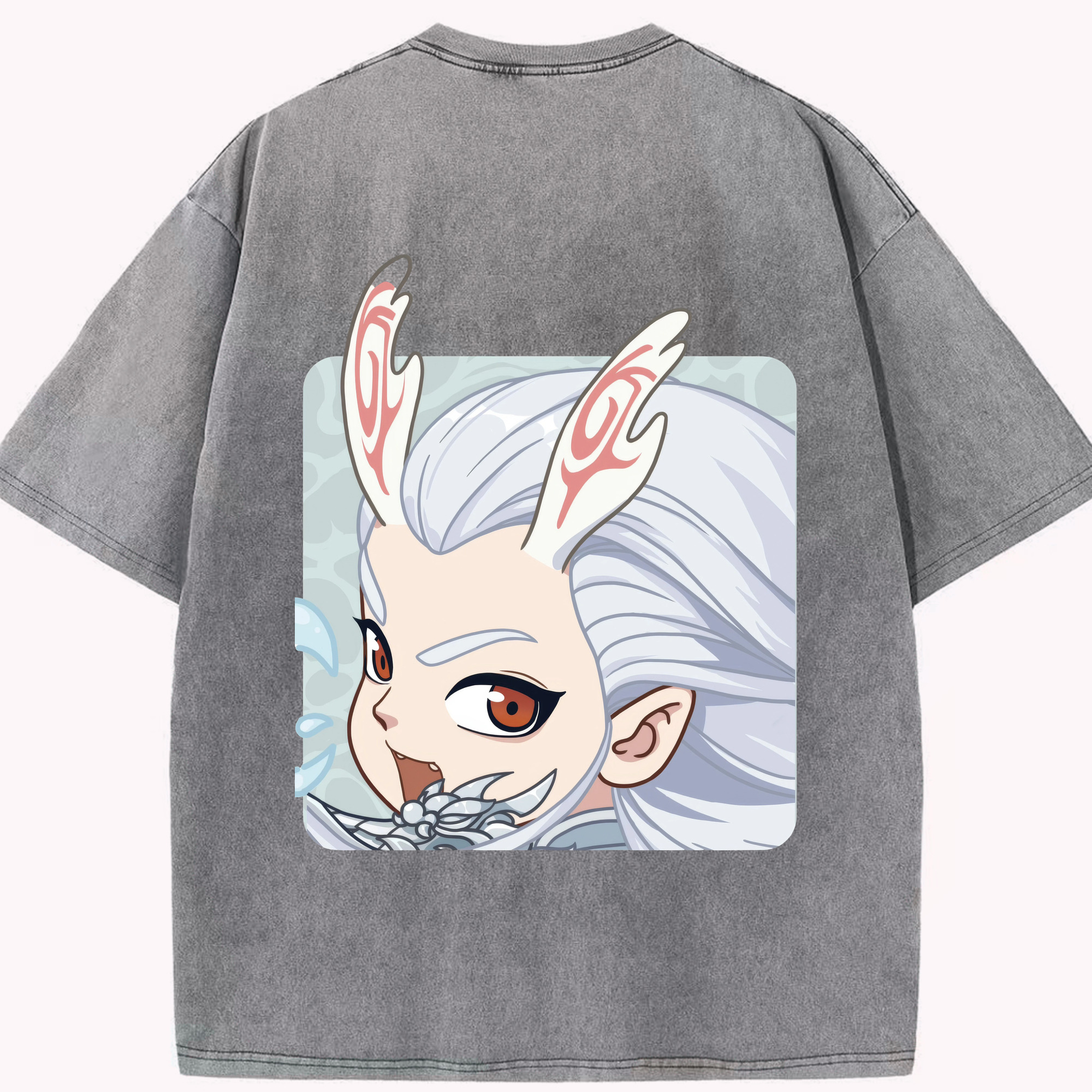 （画像用） Ne Zha 2 ナタ 魔童の大暴れ 綿100% ヴィンテージ風 半袖Tシャツ（背面プリント）