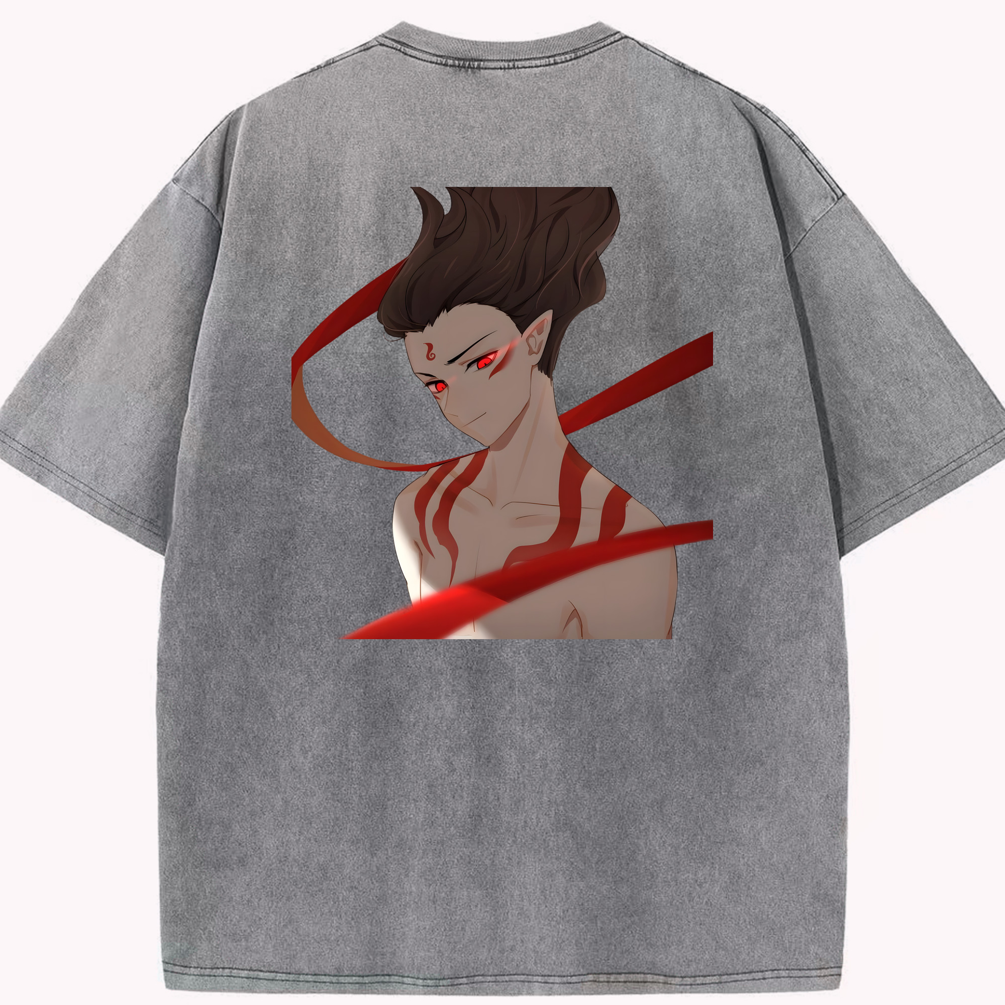 （画像用） Ne Zha 2 ナタ 魔童の大暴れ 綿100% ヴィンテージ風 半袖Tシャツ（背面プリント）
