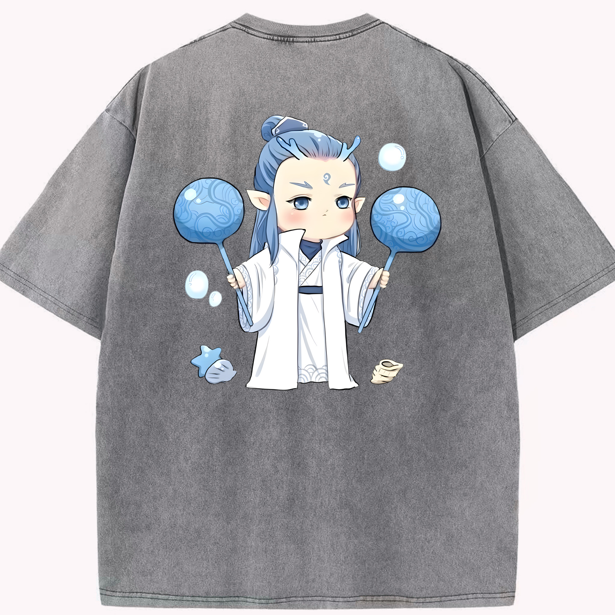 （画像用） Ne Zha 2 ナタ 魔童の大暴れ 綿100% ヴィンテージ風 半袖Tシャツ（背面プリント）