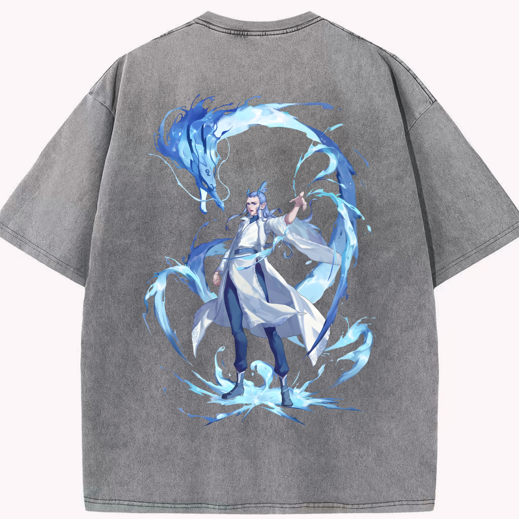 （画像用） Ne Zha 2 ナタ 魔童の大暴れ 綿100% ヴィンテージ風 半袖Tシャツ（背面プリント）