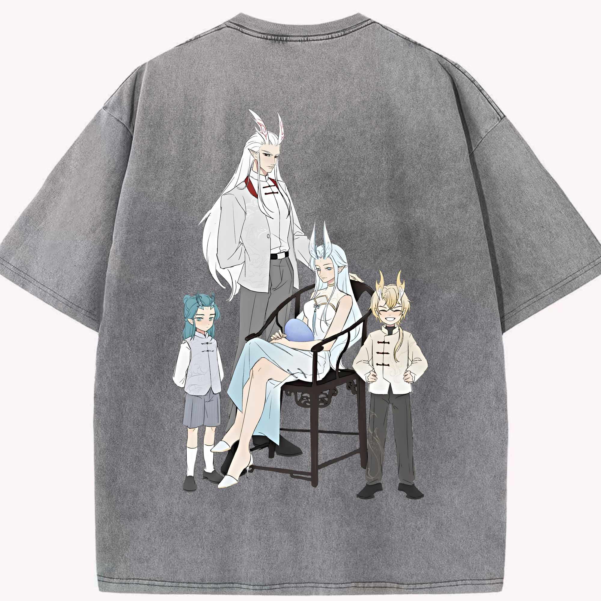 （画像用） Ne Zha 2 ナタ 魔童の大暴れ 綿100% ヴィンテージ風 半袖Tシャツ（背面プリント）