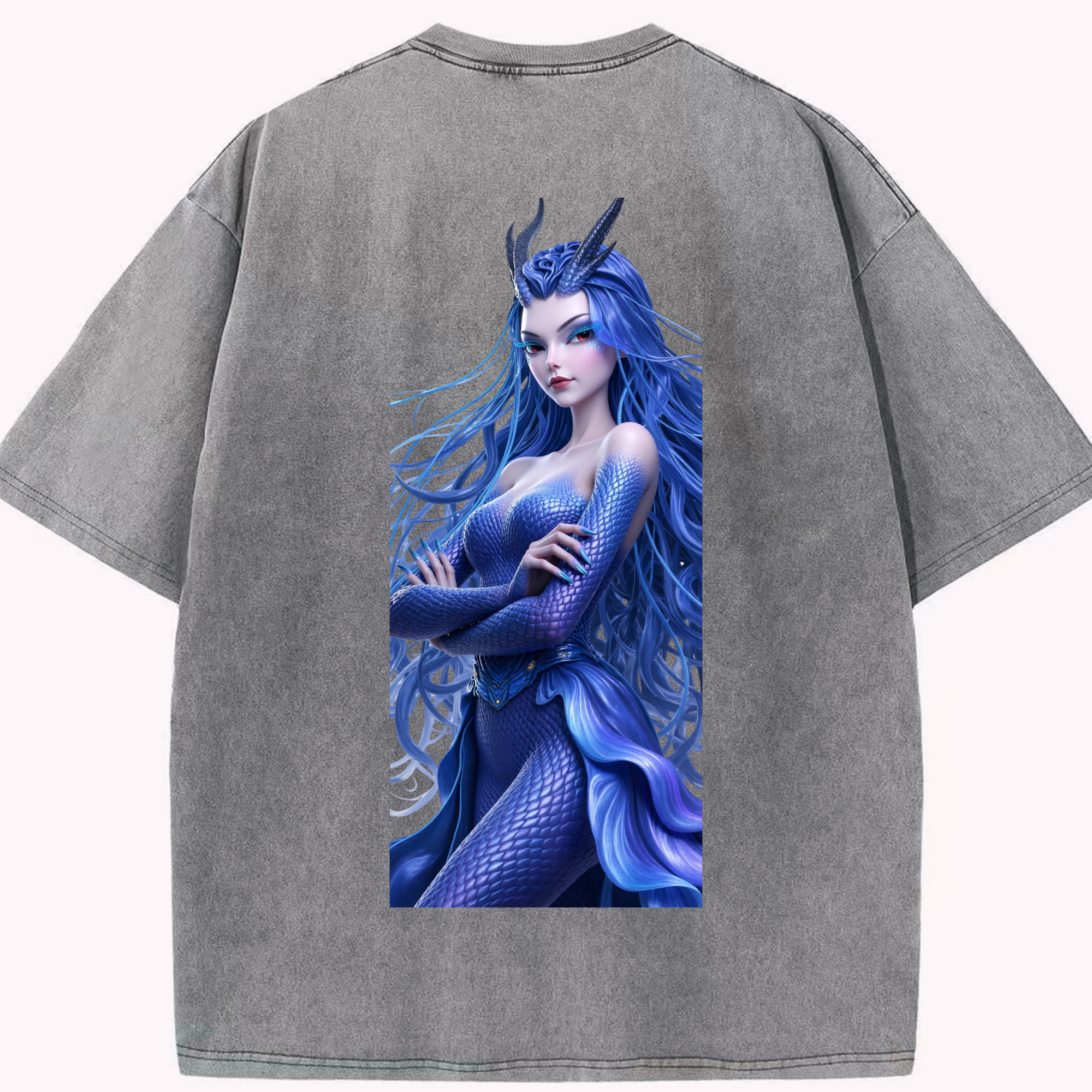 （画像用） Ne Zha 2 ナタ 魔童の大暴れ 綿100% ヴィンテージ風 半袖Tシャツ（背面プリント）