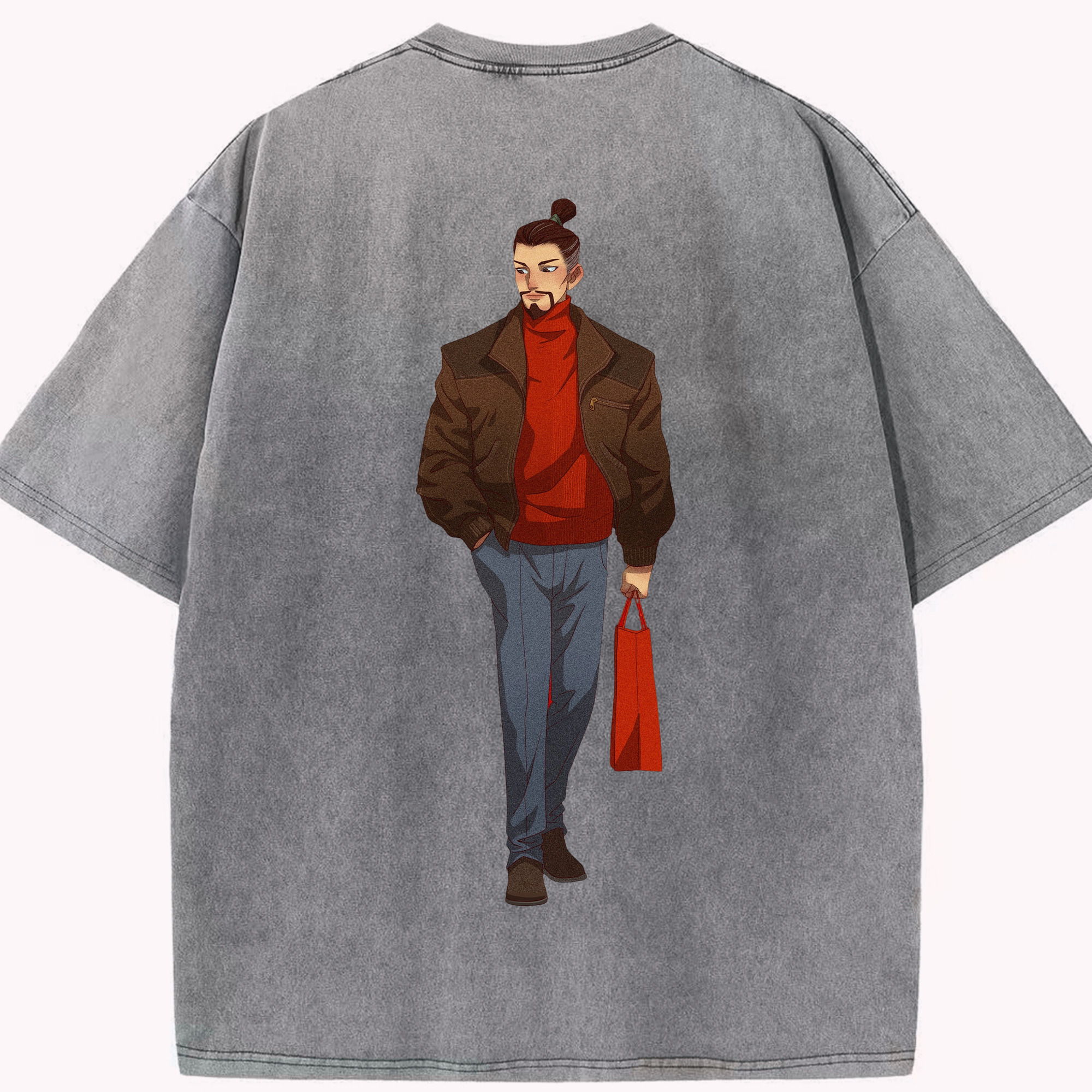 （画像用） Ne Zha 2 ナタ 魔童の大暴れ 綿100% ヴィンテージ風 半袖Tシャツ（背面プリント）