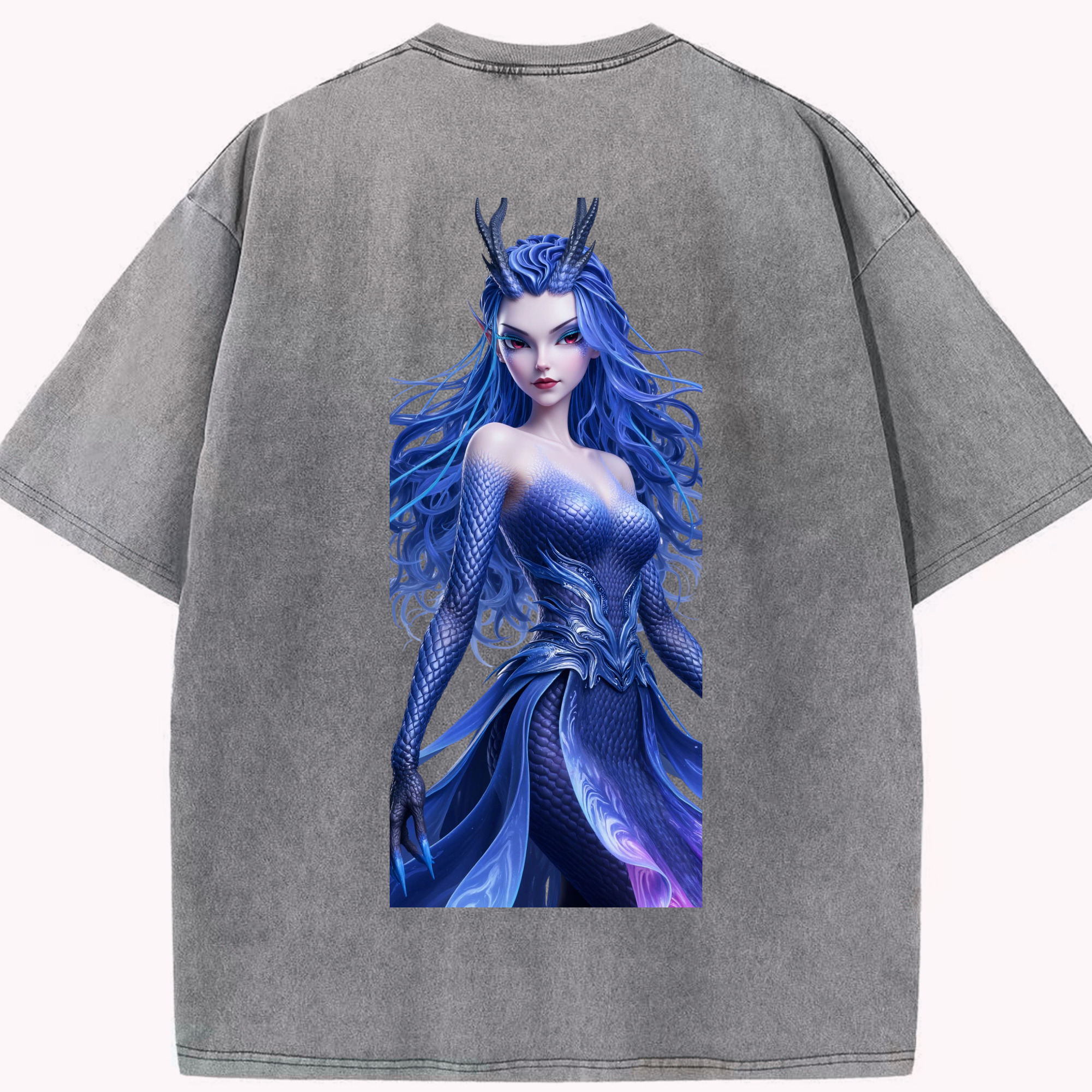 （画像用） Ne Zha 2 ナタ 魔童の大暴れ 綿100% ヴィンテージ風 半袖Tシャツ（背面プリント）