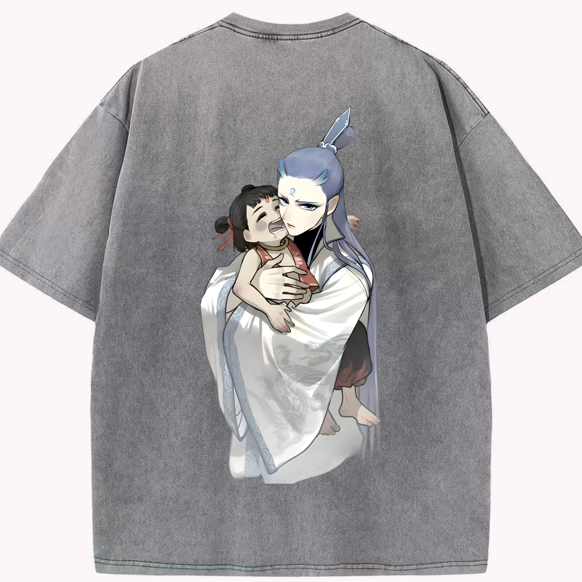 （画像用） Ne Zha 2 ナタ 魔童の大暴れ 綿100% ヴィンテージ風 半袖Tシャツ（背面プリント）
