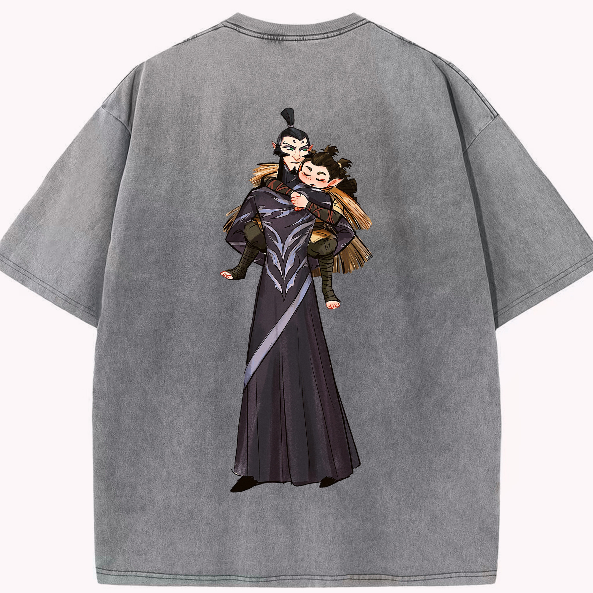 （画像用） Ne Zha 2 ナタ 魔童の大暴れ 綿100% ヴィンテージ風 半袖Tシャツ（背面プリント）
