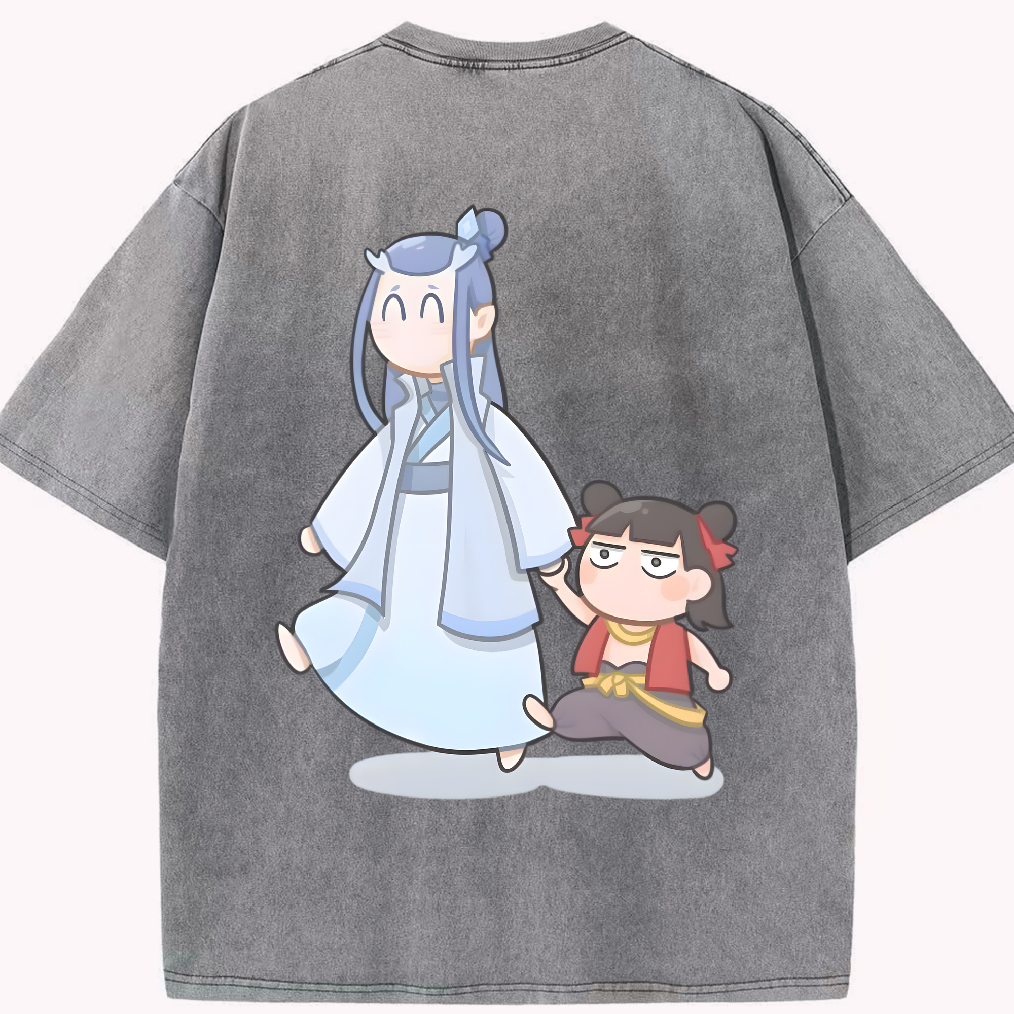 （画像用） Ne Zha 2 ナタ 魔童の大暴れ 綿100% ヴィンテージ風 半袖Tシャツ（背面プリント）