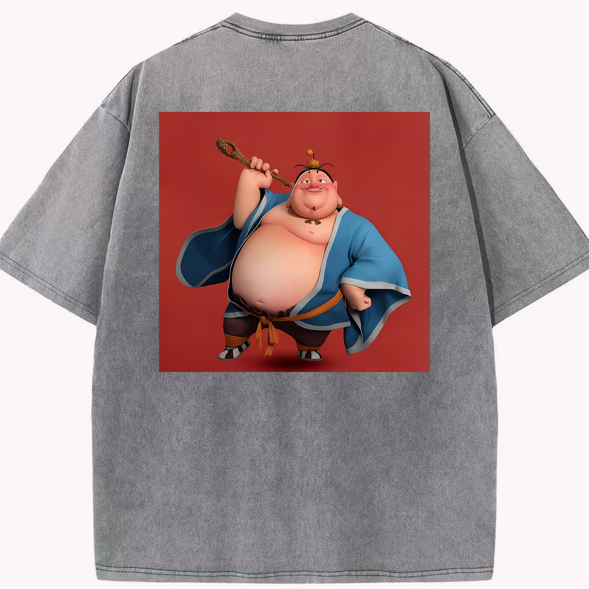 （画像用） Ne Zha 2 ナタ 魔童の大暴れ 綿100% ヴィンテージ風 半袖Tシャツ（背面プリント）