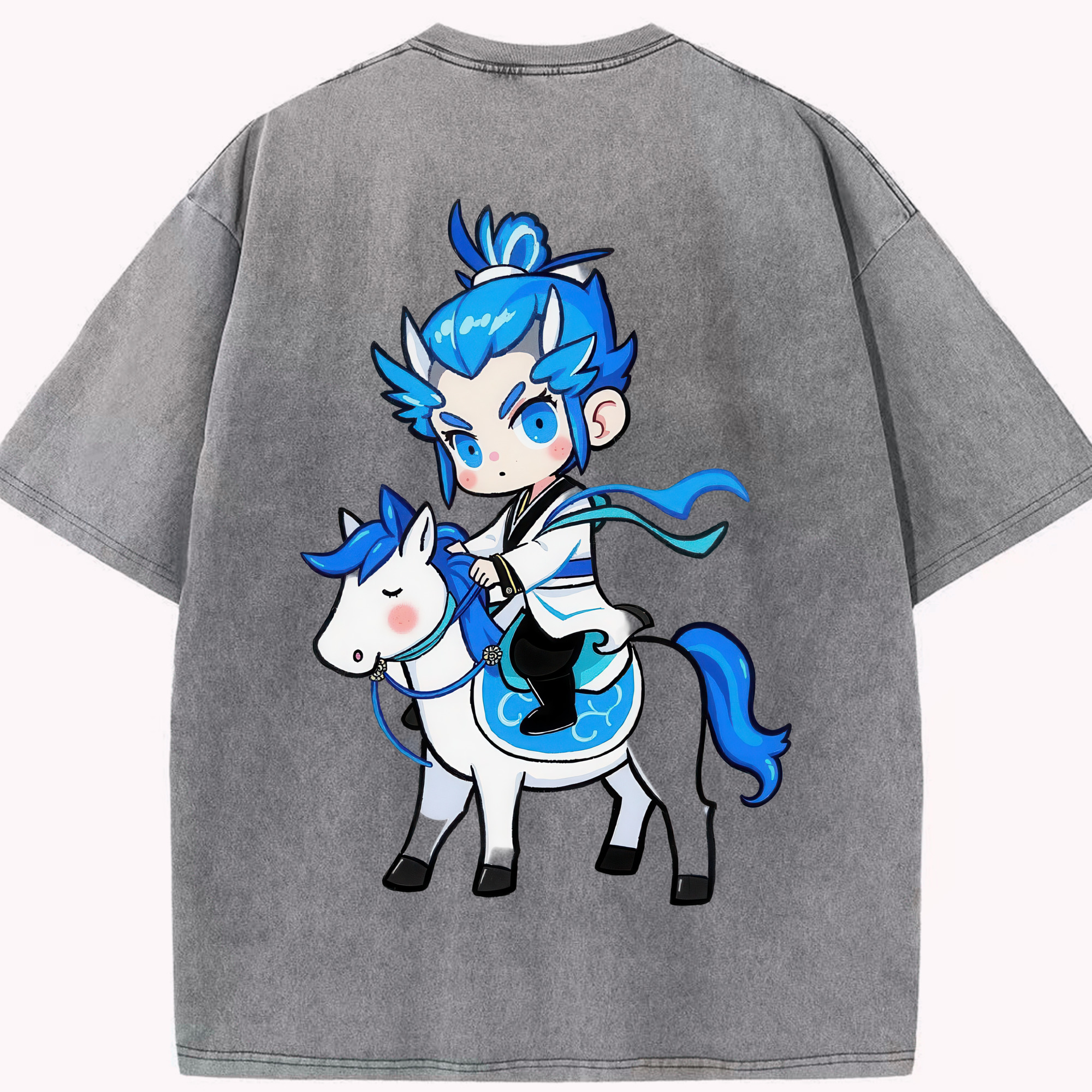 （画像用） Ne Zha 2 ナタ 魔童の大暴れ 綿100% ヴィンテージ風 半袖Tシャツ（背面プリント）