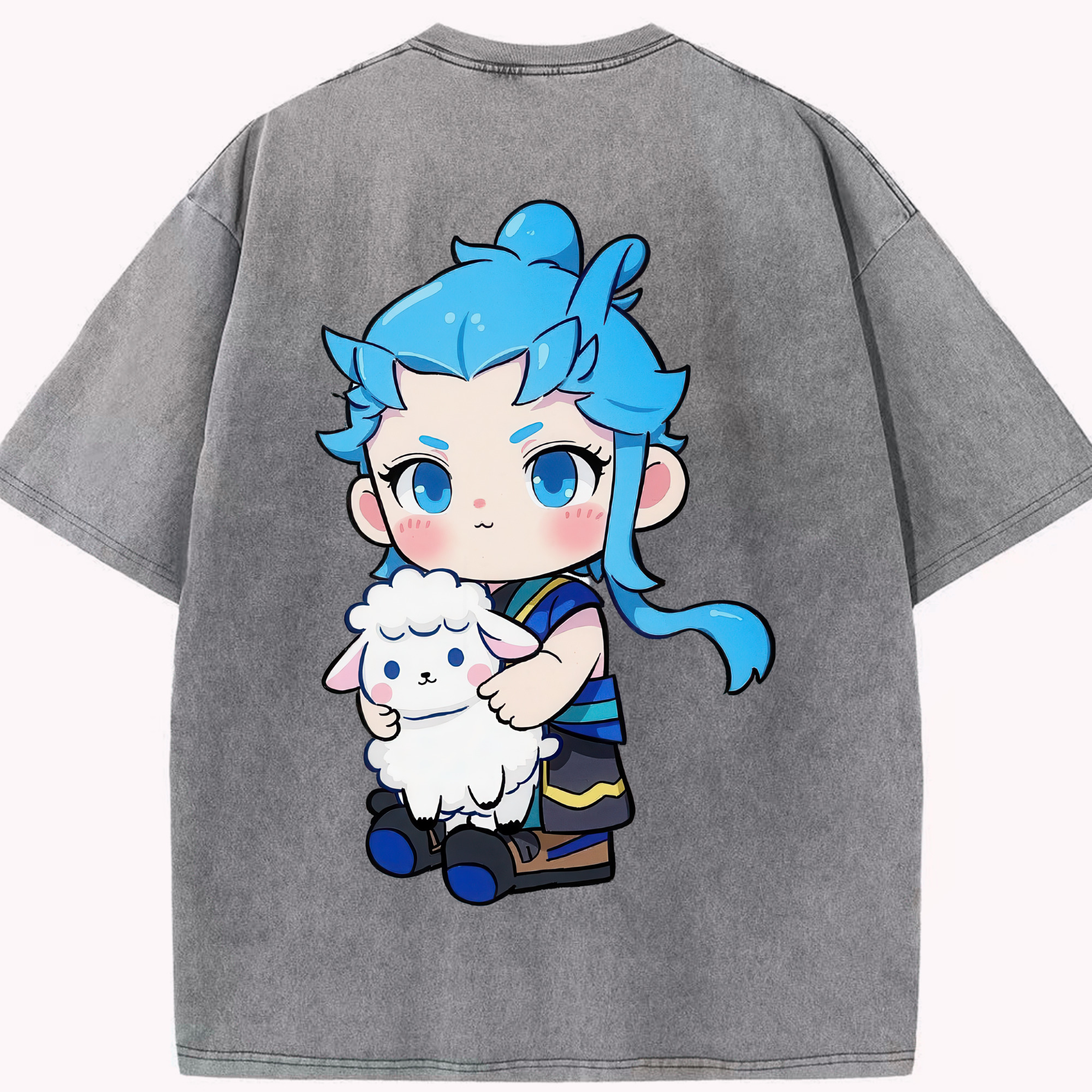 （画像用） Ne Zha 2 ナタ 魔童の大暴れ 綿100% ヴィンテージ風 半袖Tシャツ（背面プリント）