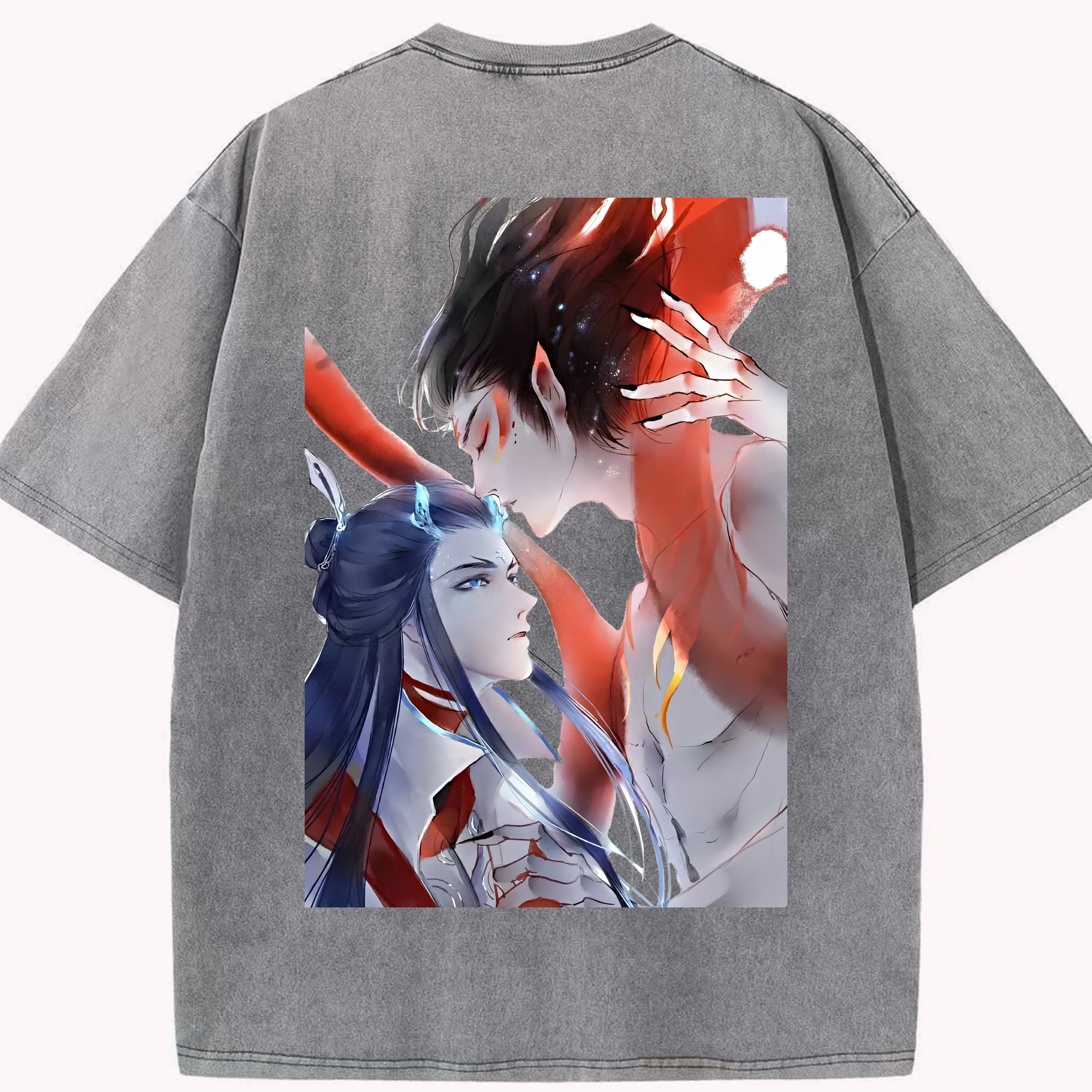 （画像用） Ne Zha 2 ナタ 魔童の大暴れ 綿100% ヴィンテージ風 半袖Tシャツ（背面プリント）