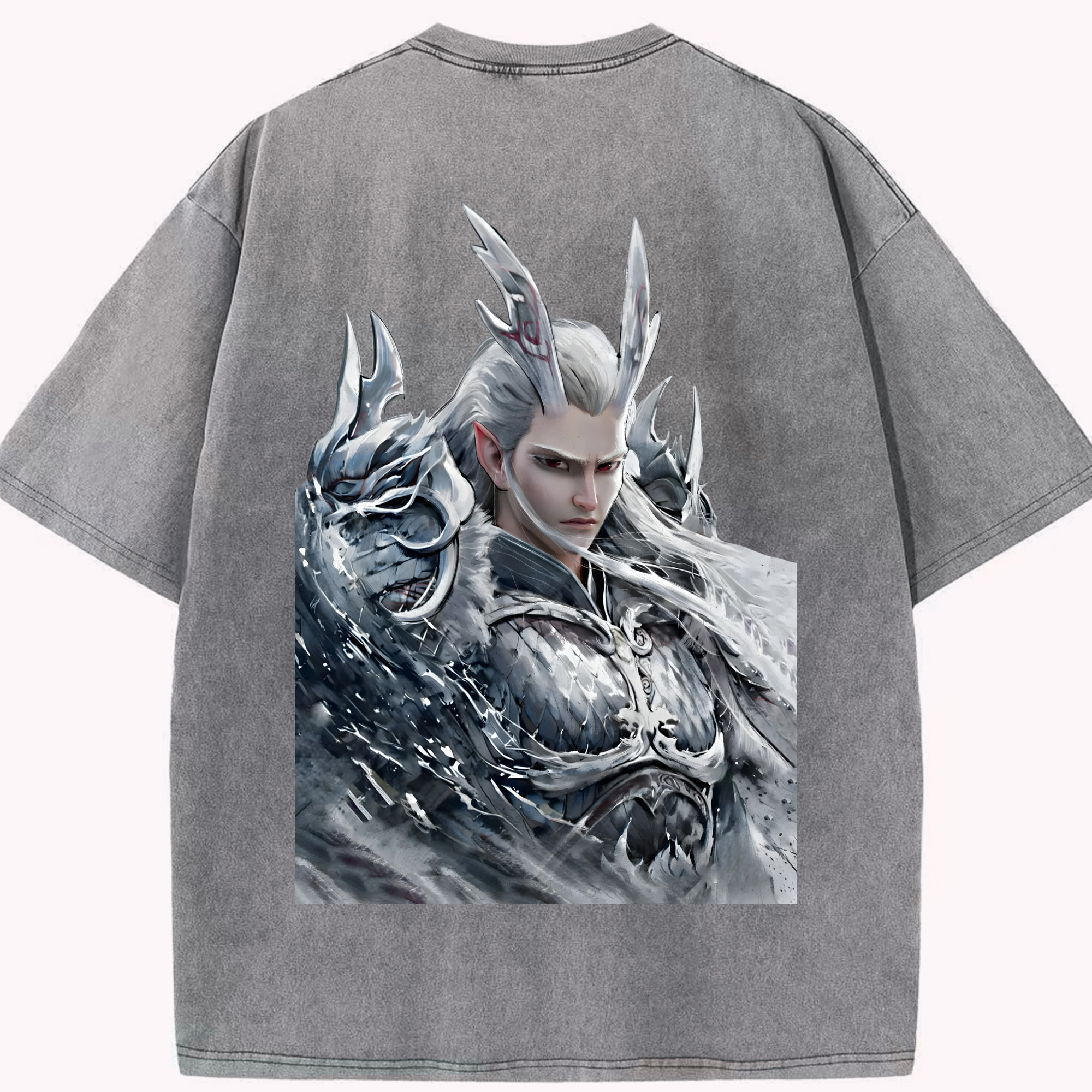 （画像用） Ne Zha 2 ナタ 魔童の大暴れ 綿100% ヴィンテージ風 半袖Tシャツ（背面プリント）