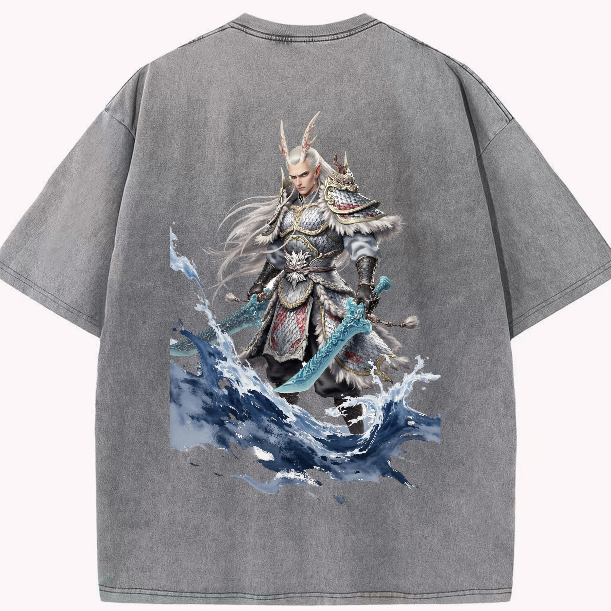 （画像用） Ne Zha 2 ナタ 魔童の大暴れ 綿100% ヴィンテージ風 半袖Tシャツ（背面プリント）