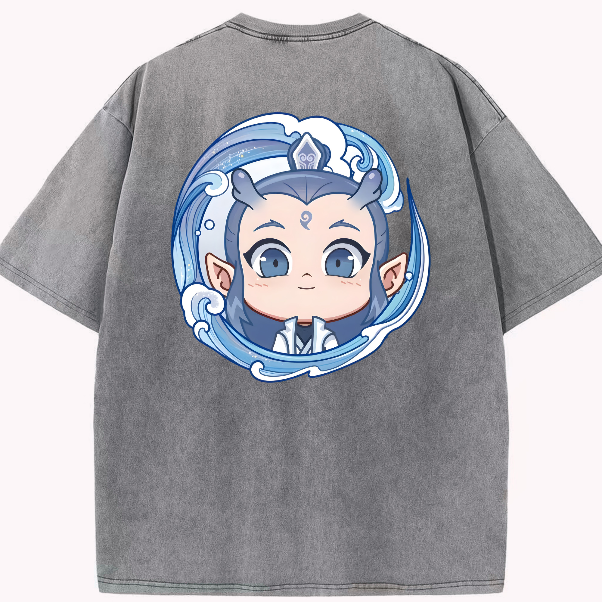 （画像用） Ne Zha 2 ナタ 魔童の大暴れ 綿100% ヴィンテージ風 半袖Tシャツ（背面プリント）