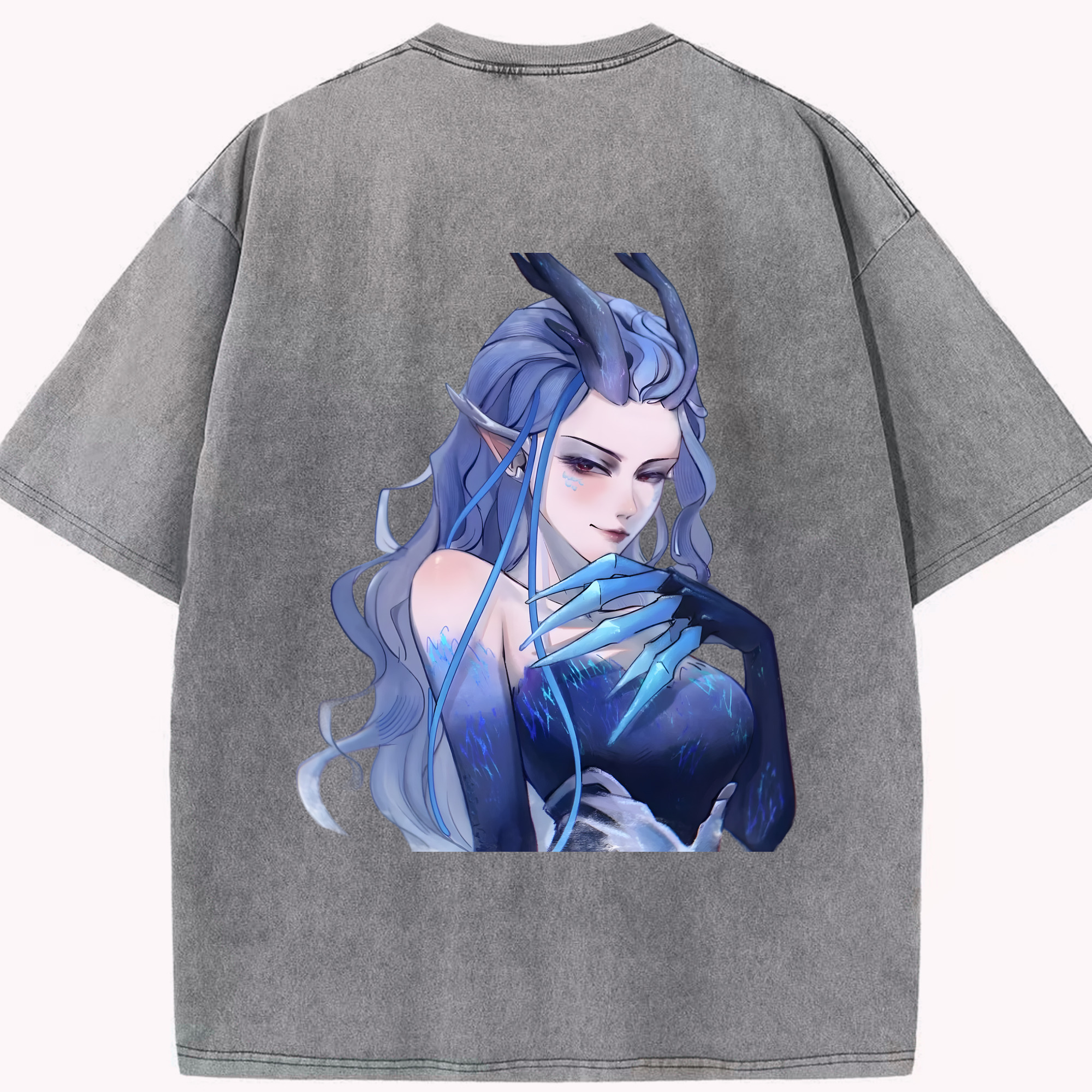 （画像用） Ne Zha 2 ナタ 魔童の大暴れ 綿100% ヴィンテージ風 半袖Tシャツ（背面プリント）