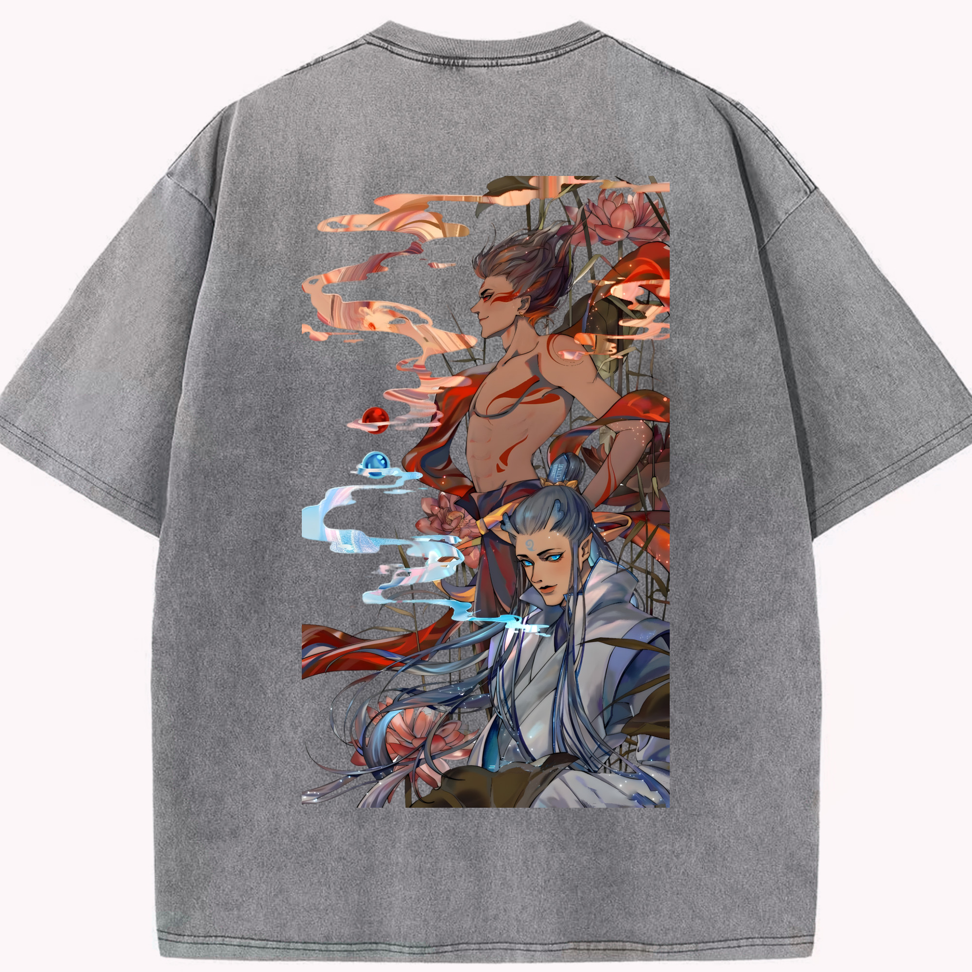 （画像用） Ne Zha 2 ナタ 魔童の大暴れ 綿100% ヴィンテージ風 半袖Tシャツ（背面プリント）