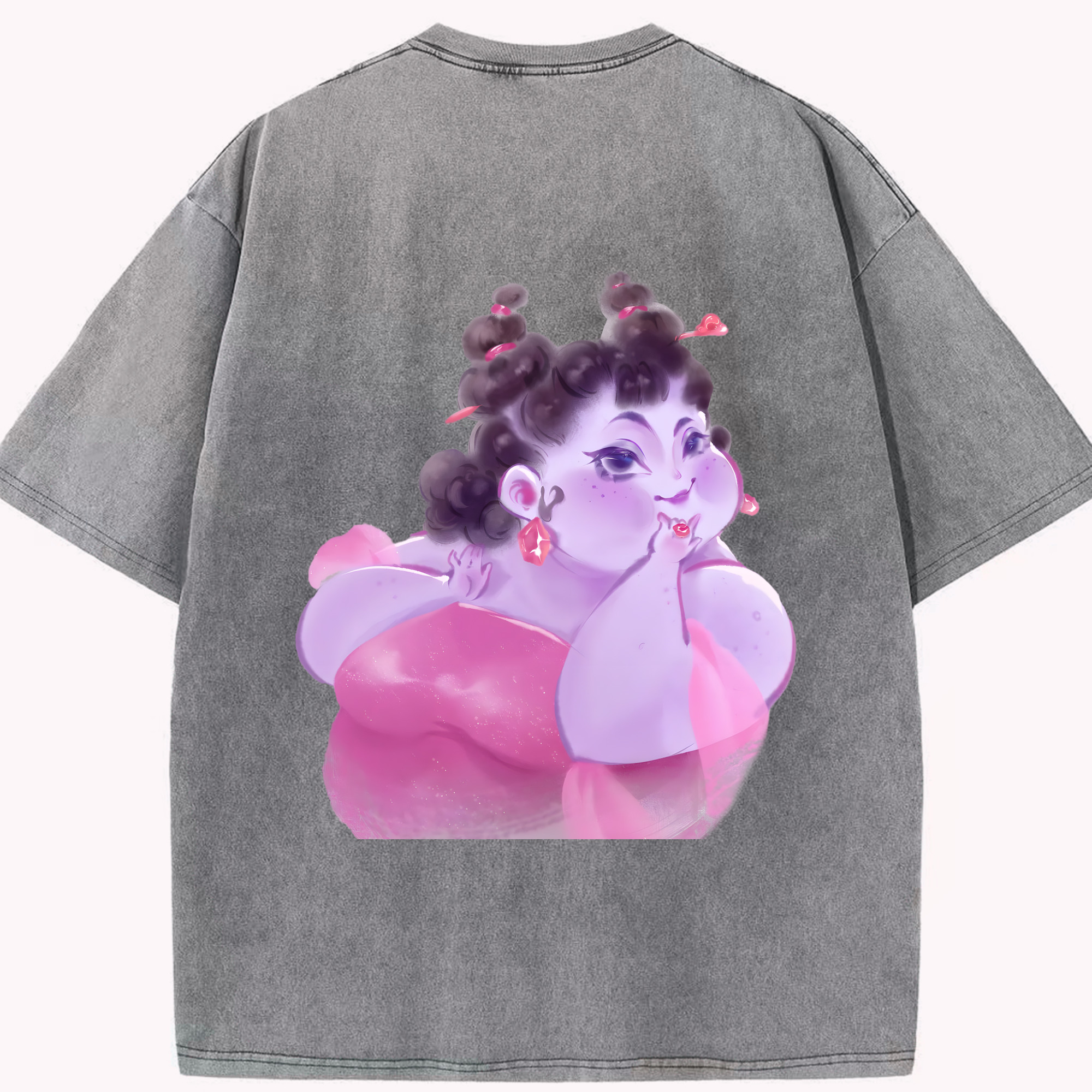 （画像用） Ne Zha 2 ナタ 魔童の大暴れ 綿100% ヴィンテージ風 半袖Tシャツ（背面プリント）