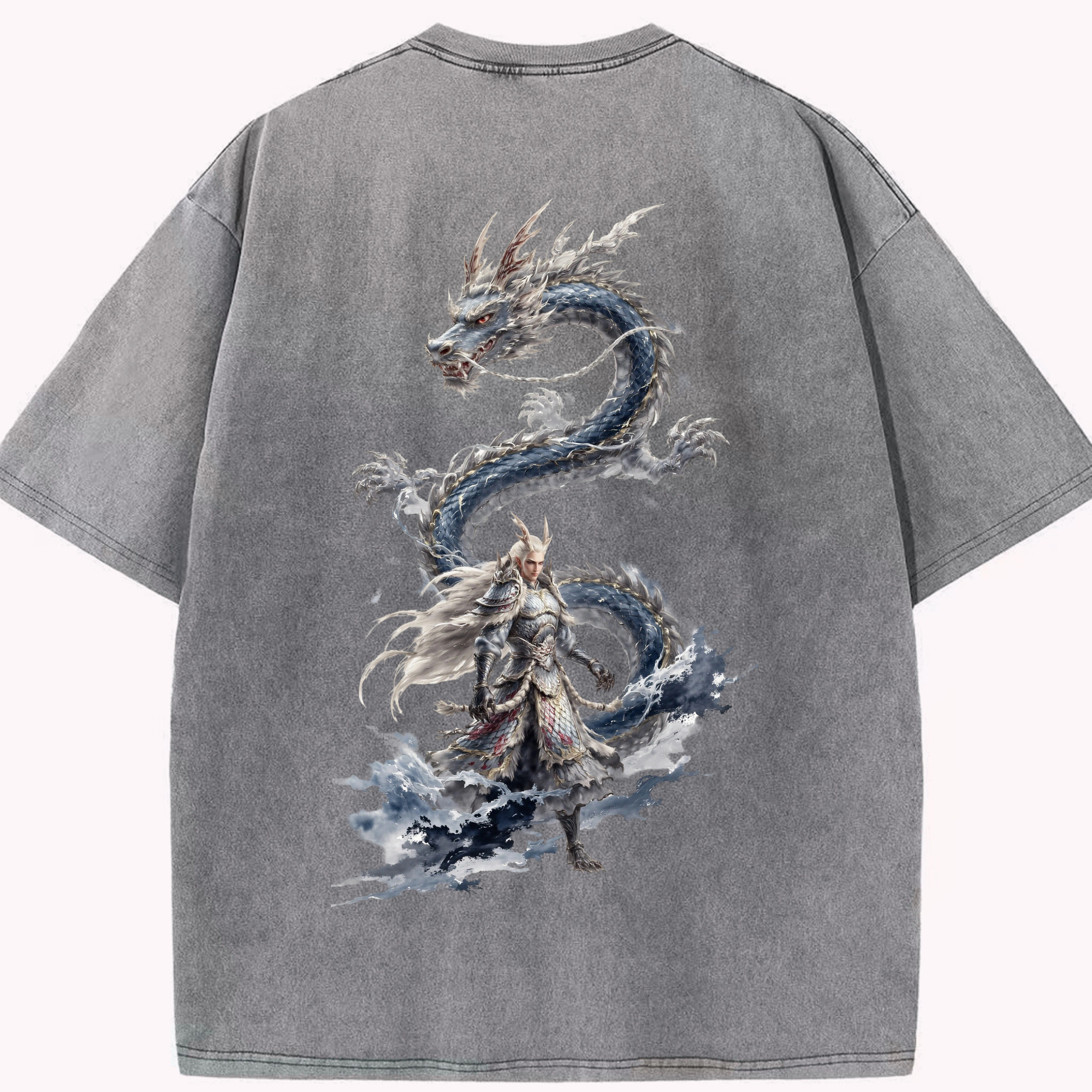 （画像用） Ne Zha 2 ナタ 魔童の大暴れ 綿100% ヴィンテージ風 半袖Tシャツ（背面プリント）