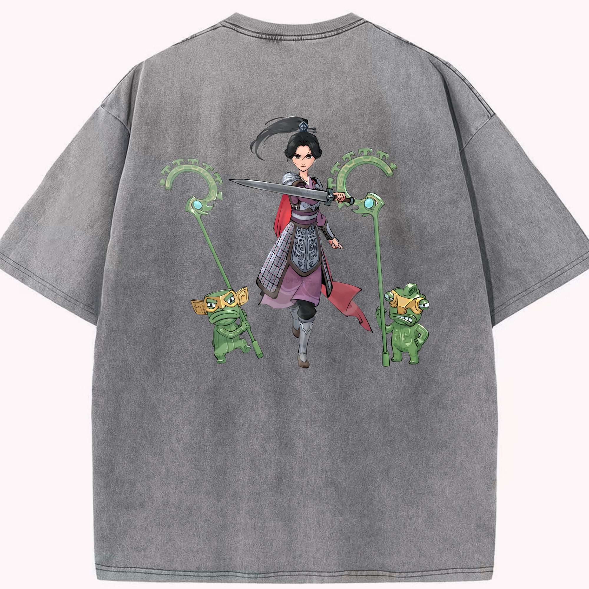 （画像用） Ne Zha 2 ナタ 魔童の大暴れ 綿100% ヴィンテージ風 半袖Tシャツ（背面プリント）