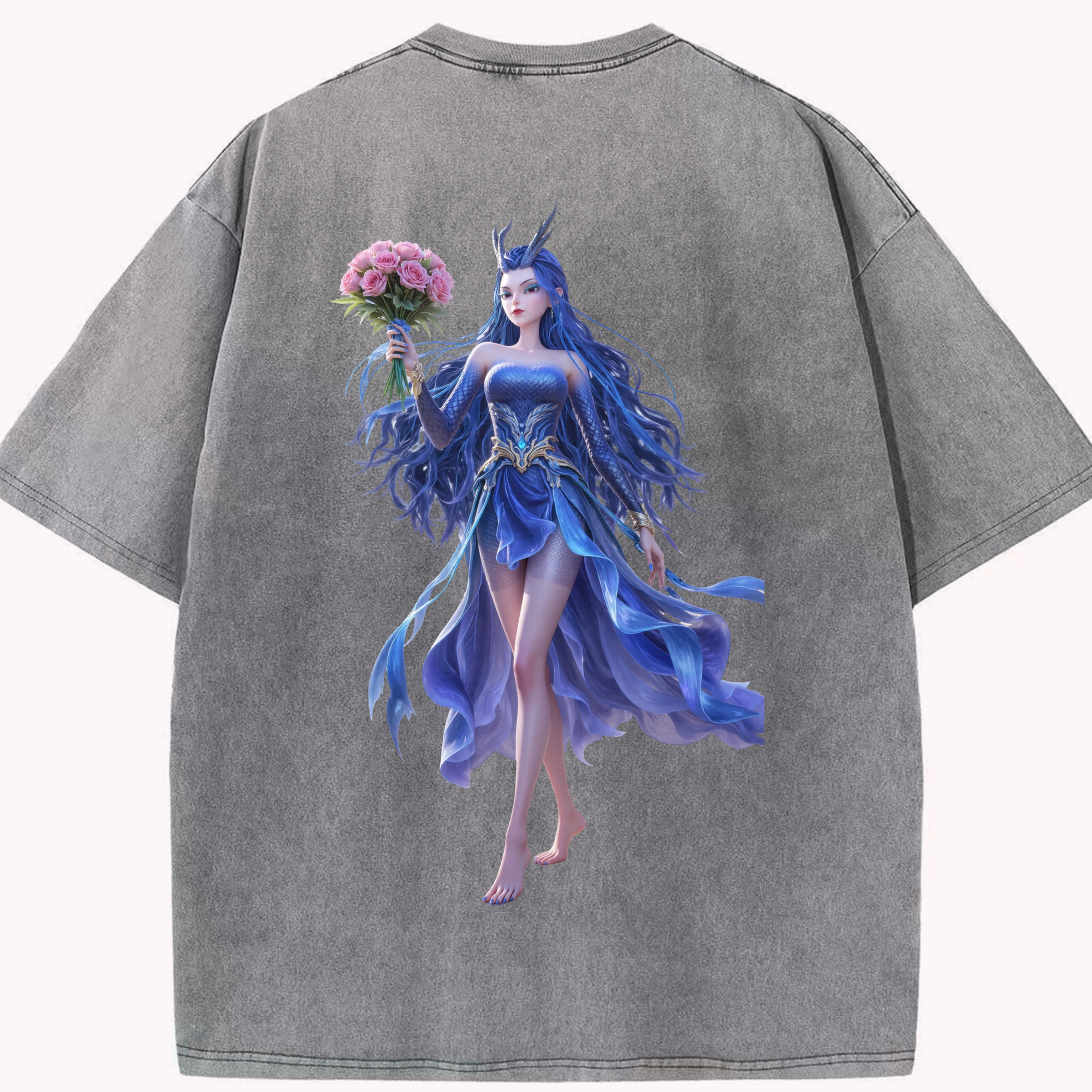 （画像用） Ne Zha 2 ナタ 魔童の大暴れ 綿100% ヴィンテージ風 半袖Tシャツ（背面プリント）