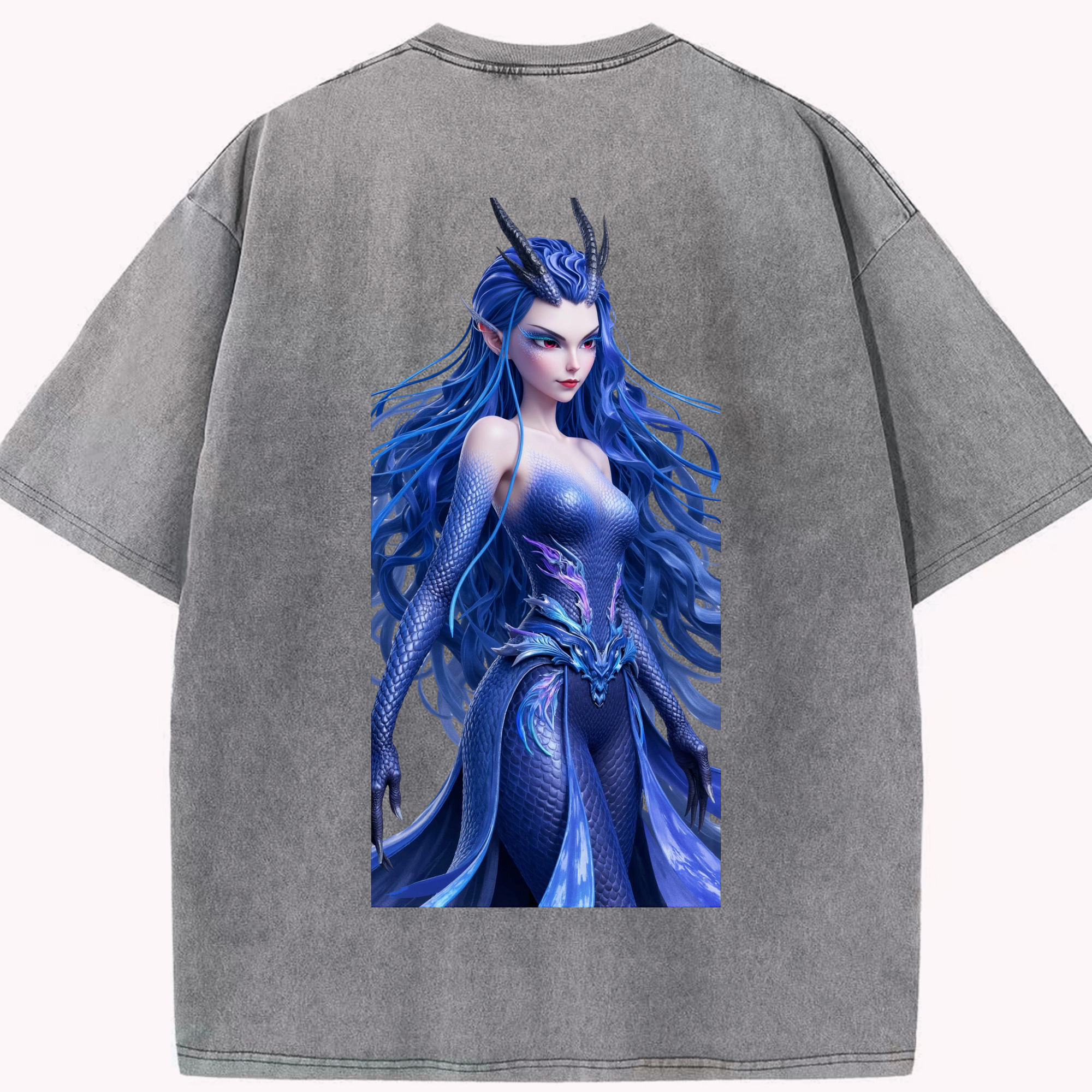 （画像用） Ne Zha 2 ナタ 魔童の大暴れ 綿100% ヴィンテージ風 半袖Tシャツ（背面プリント）