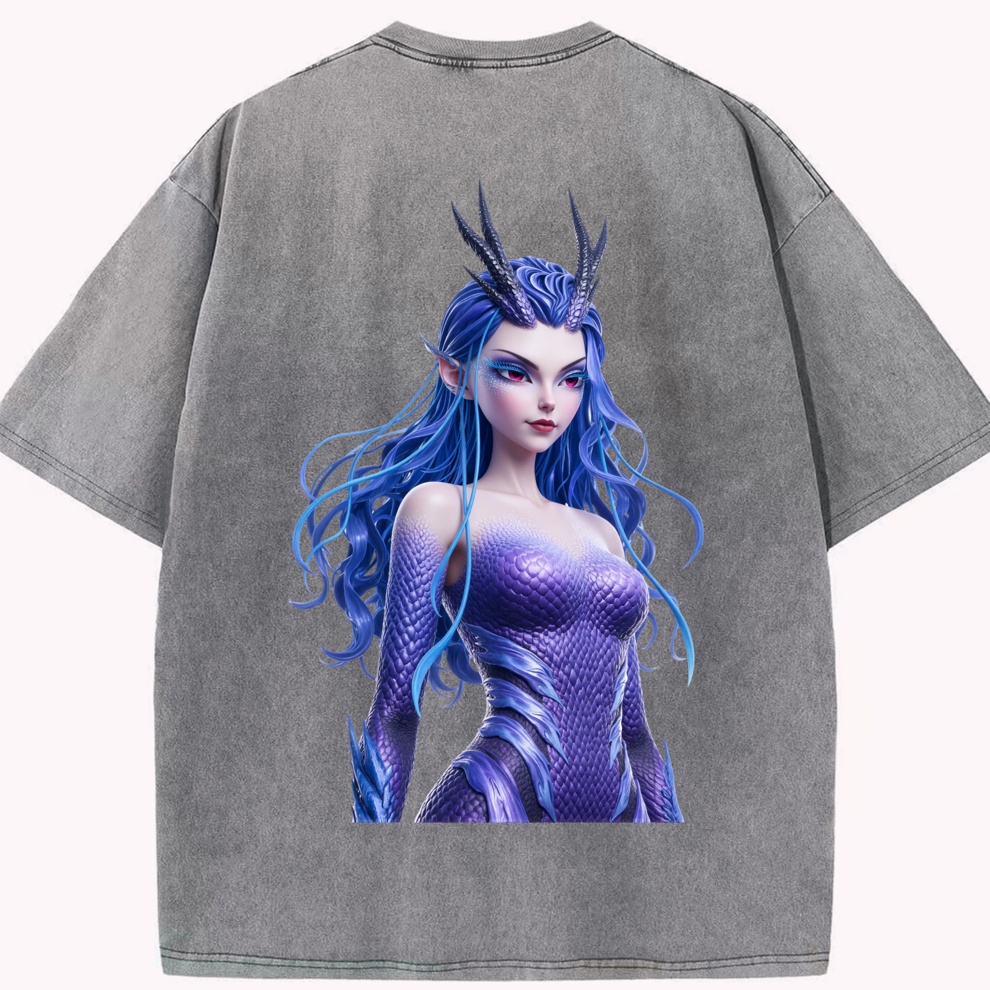 （画像用） Ne Zha 2 ナタ 魔童の大暴れ 綿100% ヴィンテージ風 半袖Tシャツ（背面プリント）