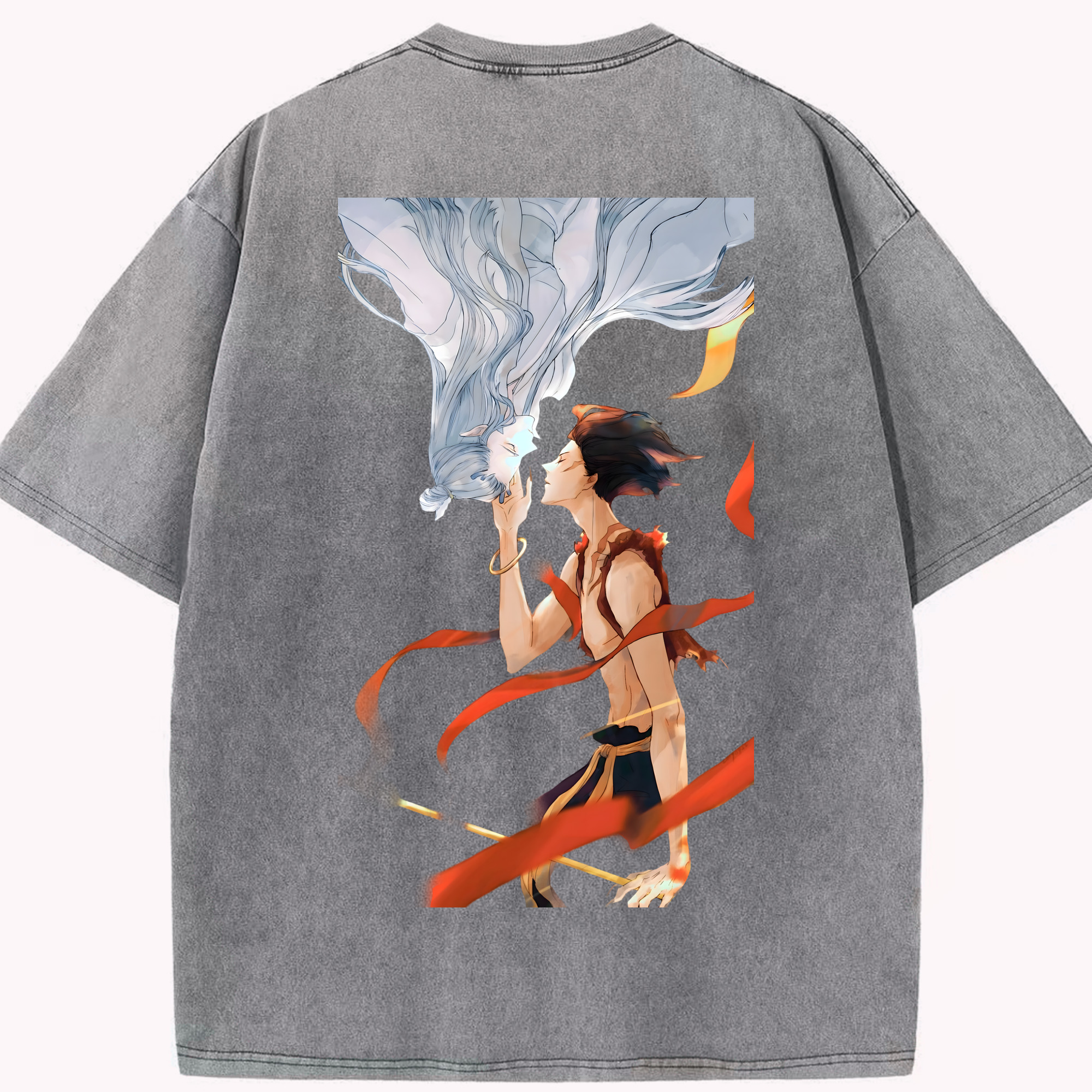 （画像用） Ne Zha 2 ナタ 魔童の大暴れ 綿100% ヴィンテージ風 半袖Tシャツ（背面プリント）