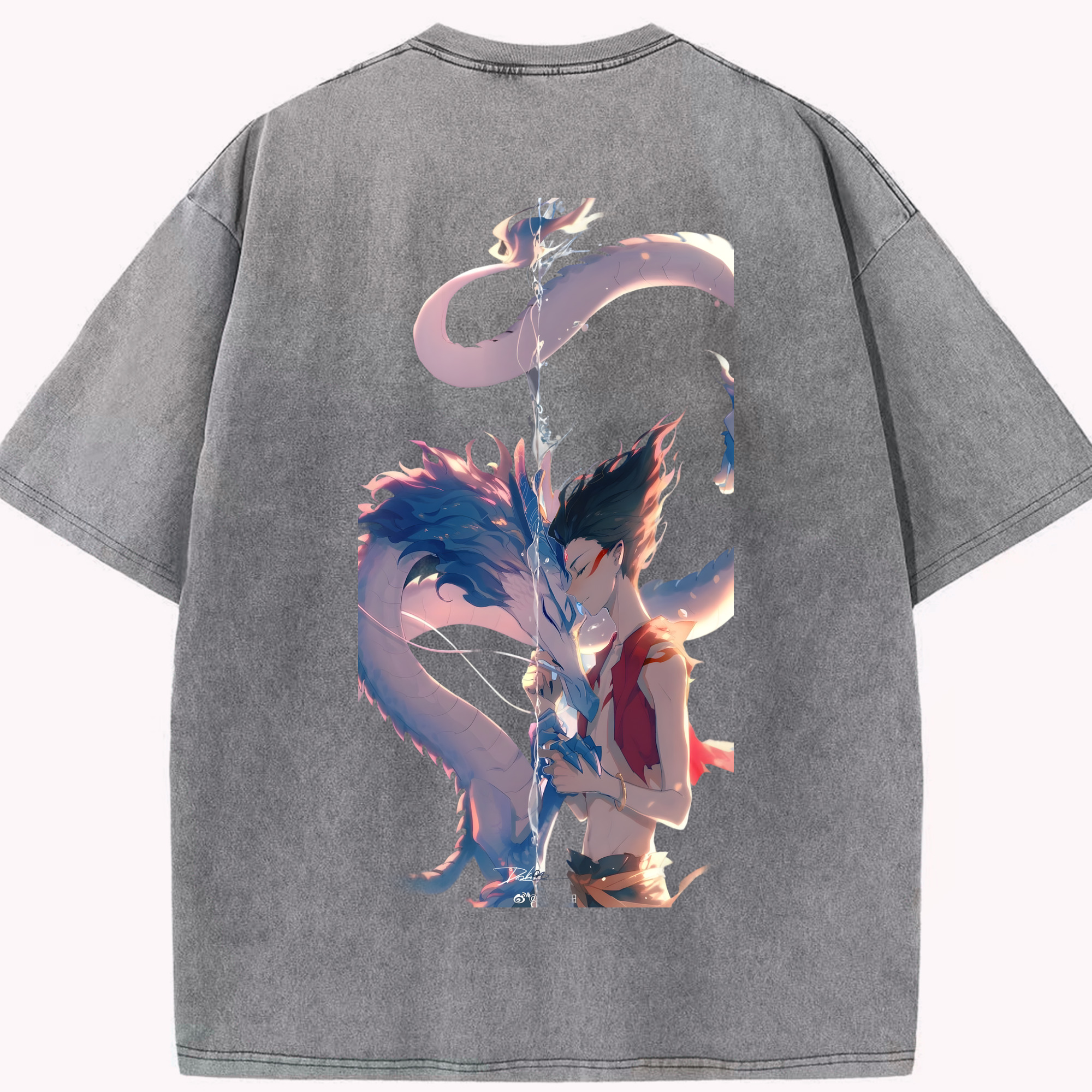 （画像用） Ne Zha 2 ナタ 魔童の大暴れ 綿100% ヴィンテージ風 半袖Tシャツ（背面プリント）