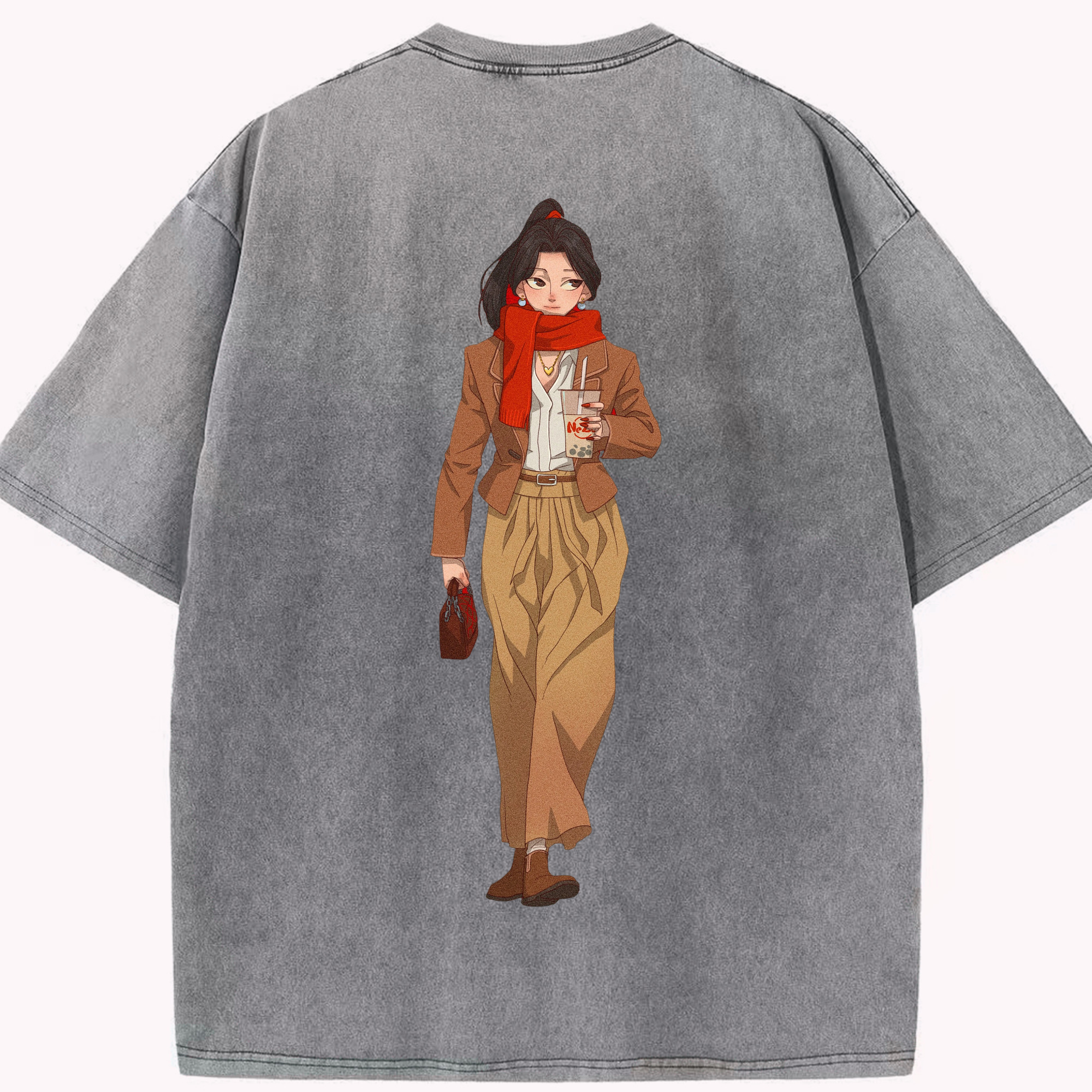 （画像用） Ne Zha 2 ナタ 魔童の大暴れ 綿100% ヴィンテージ風 半袖Tシャツ（背面プリント）