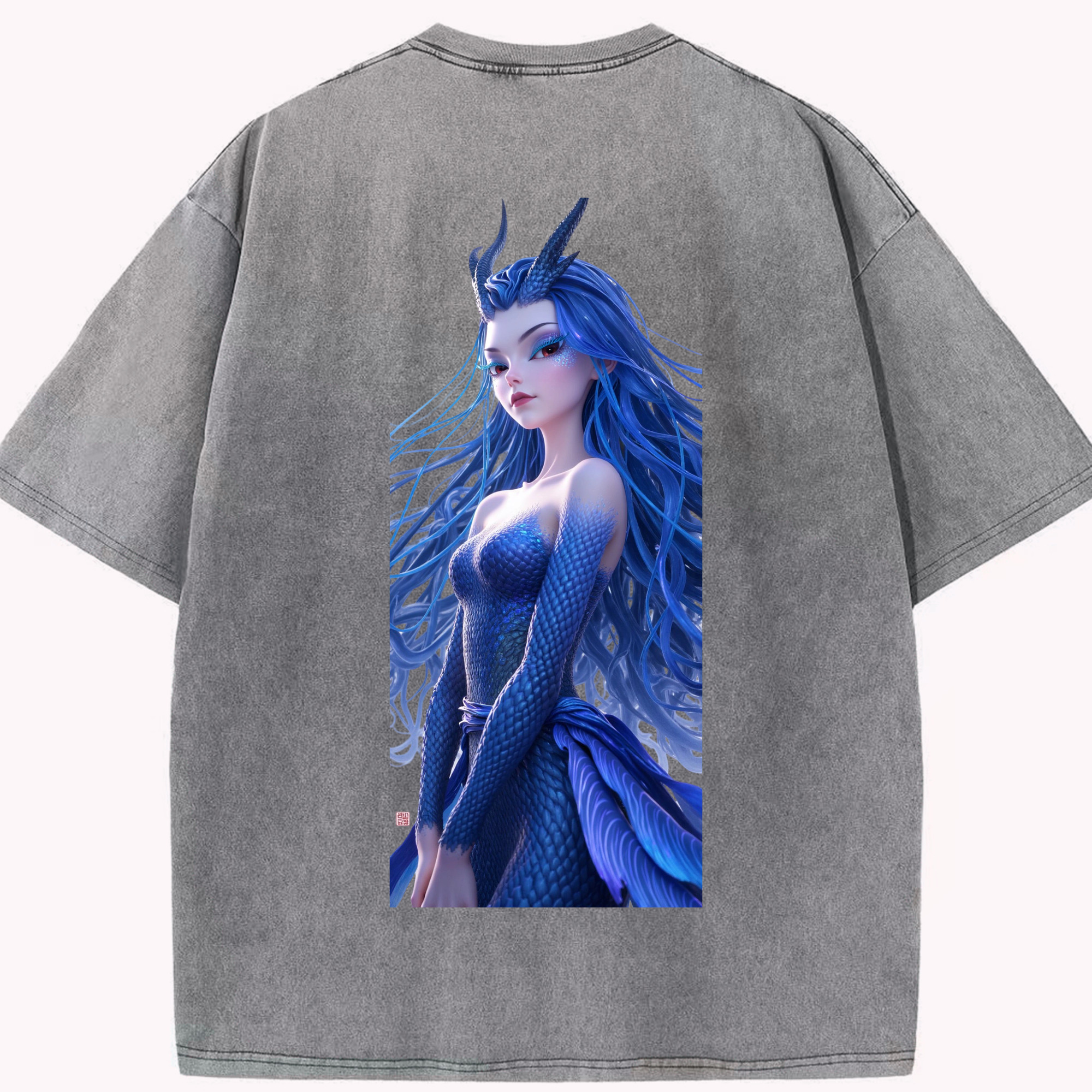 （画像用） Ne Zha 2 ナタ 魔童の大暴れ 綿100% ヴィンテージ風 半袖Tシャツ（背面プリント）