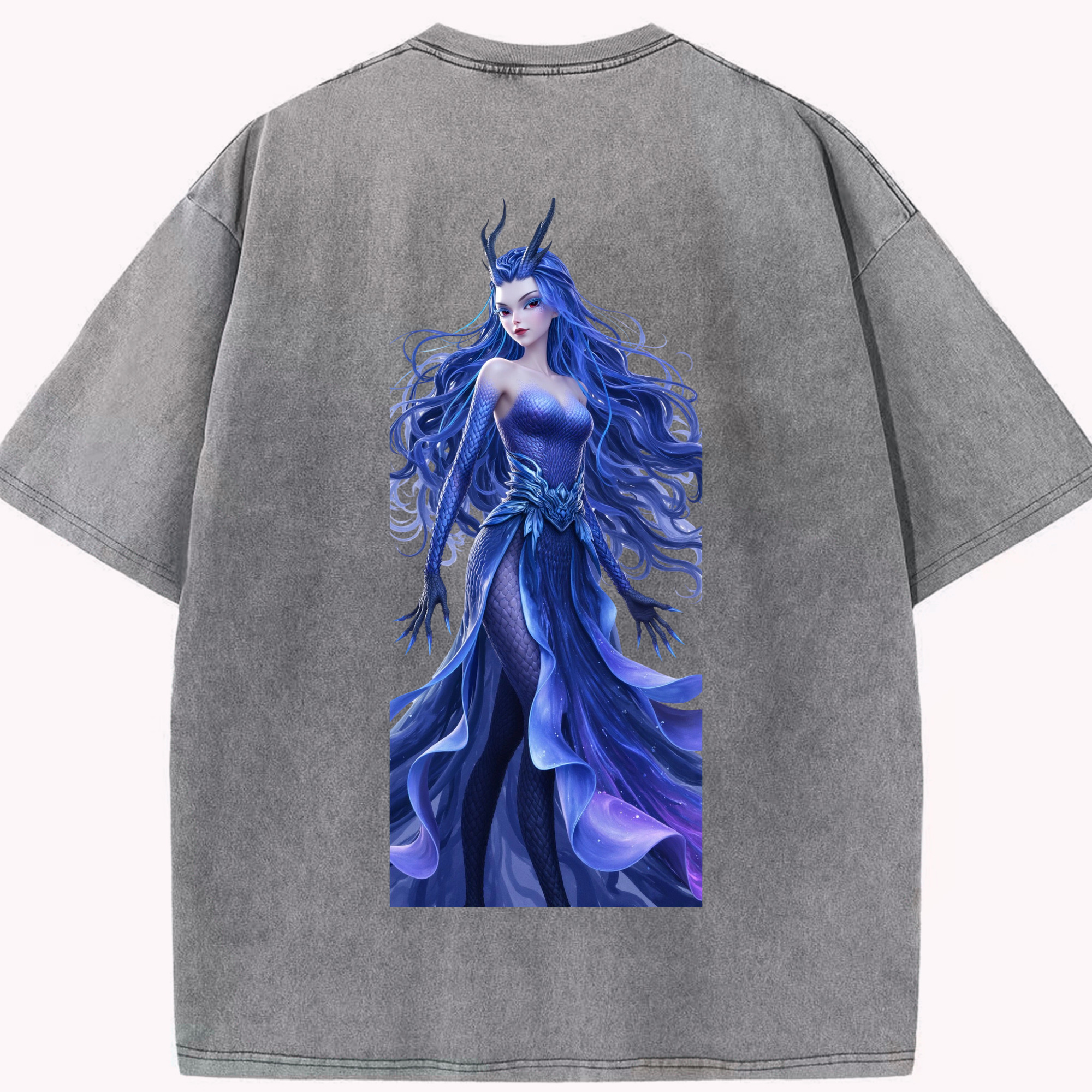 （画像用） Ne Zha 2 ナタ 魔童の大暴れ 綿100% ヴィンテージ風 半袖Tシャツ（背面プリント）