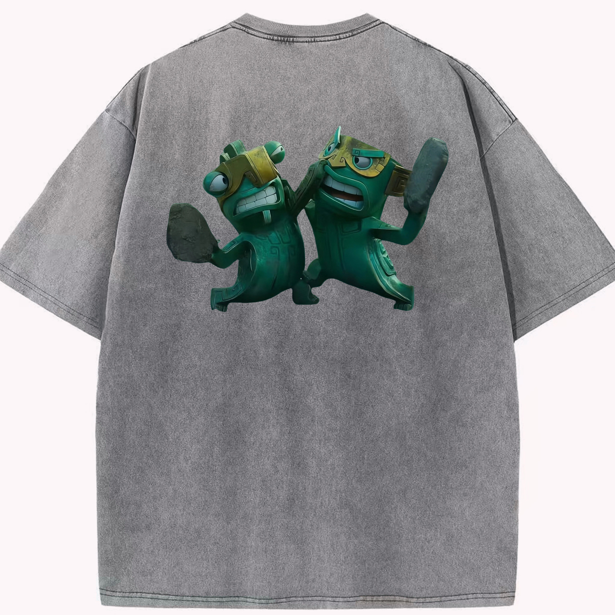 （画像用） Ne Zha 2 ナタ 魔童の大暴れ 綿100% ヴィンテージ風 半袖Tシャツ（背面プリント）