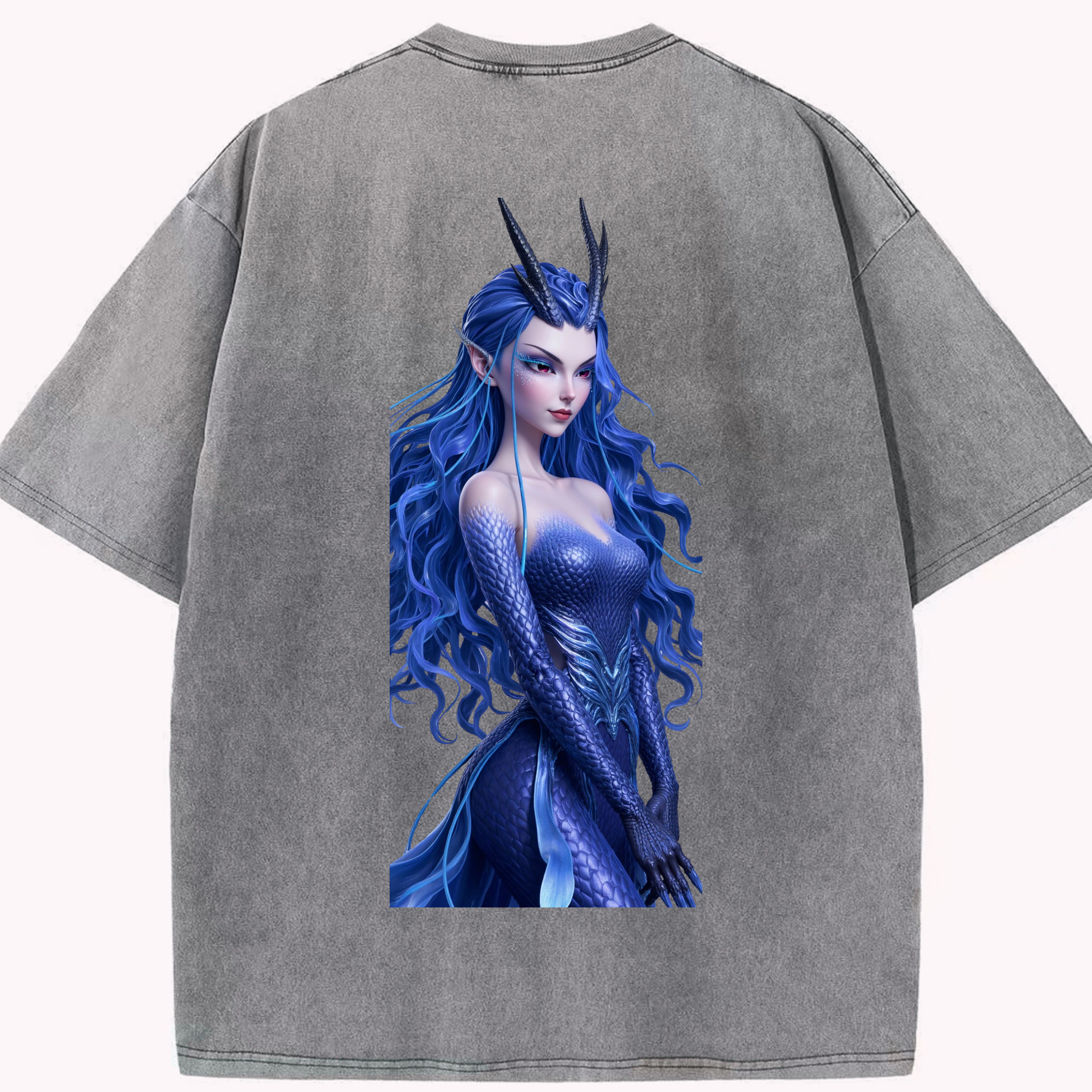 （画像用） Ne Zha 2 ナタ 魔童の大暴れ 綿100% ヴィンテージ風 半袖Tシャツ（背面プリント）