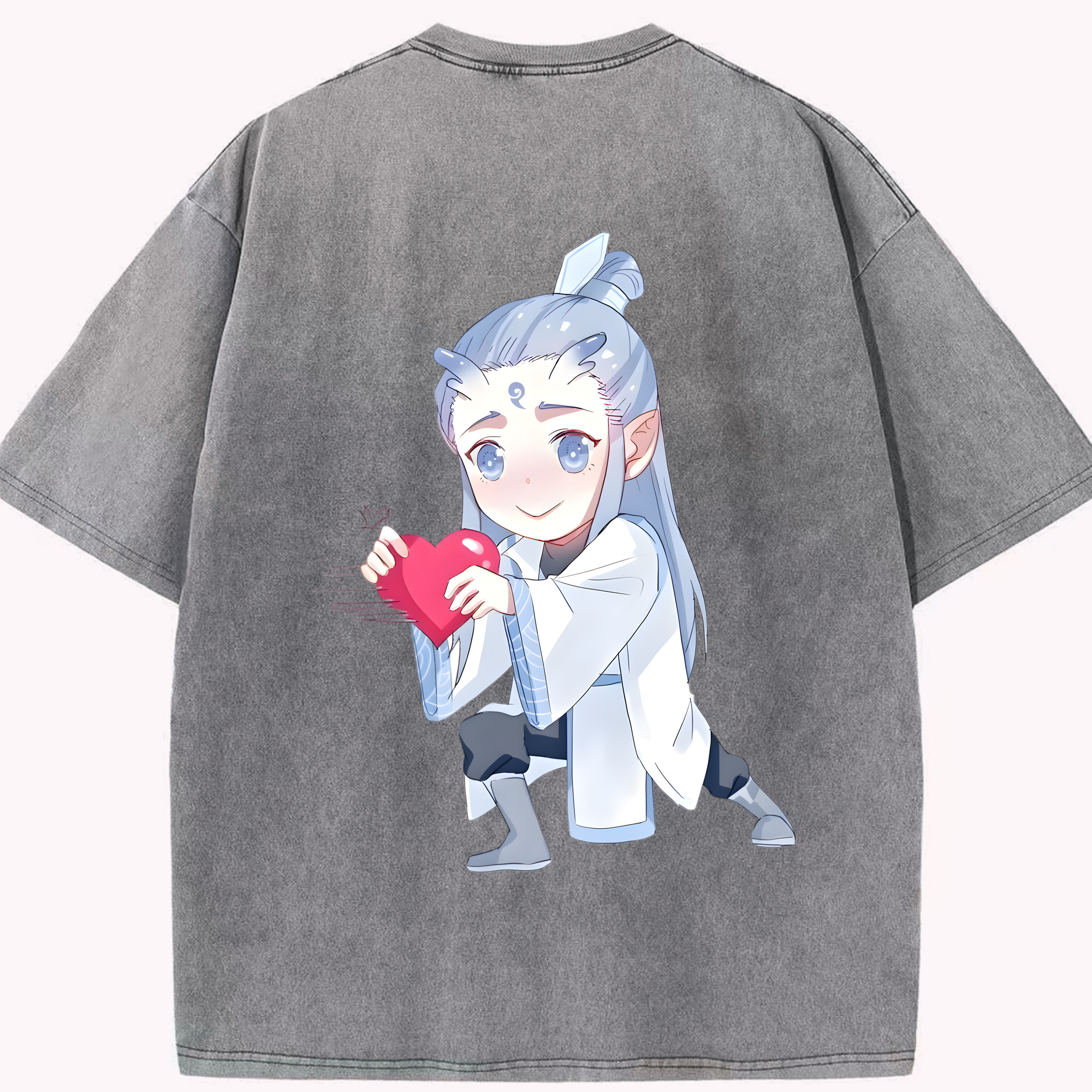 （画像用） Ne Zha 2 ナタ 魔童の大暴れ 綿100% ヴィンテージ風 半袖Tシャツ（背面プリント）
